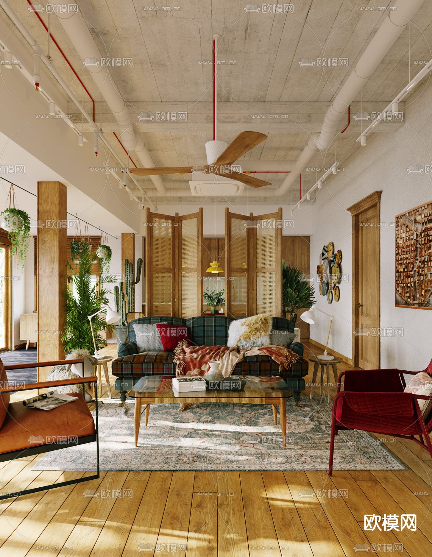 东南亚客厅3d模型下载（渲染图1）