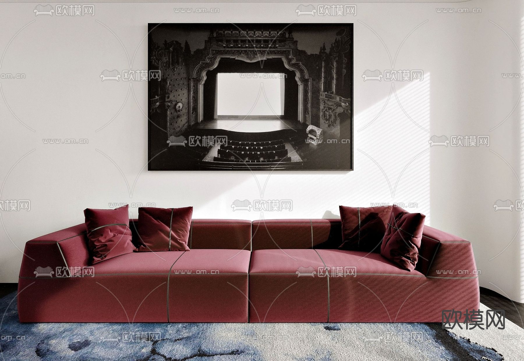 法式沙发 红色沙发 双人沙发3d模型下载