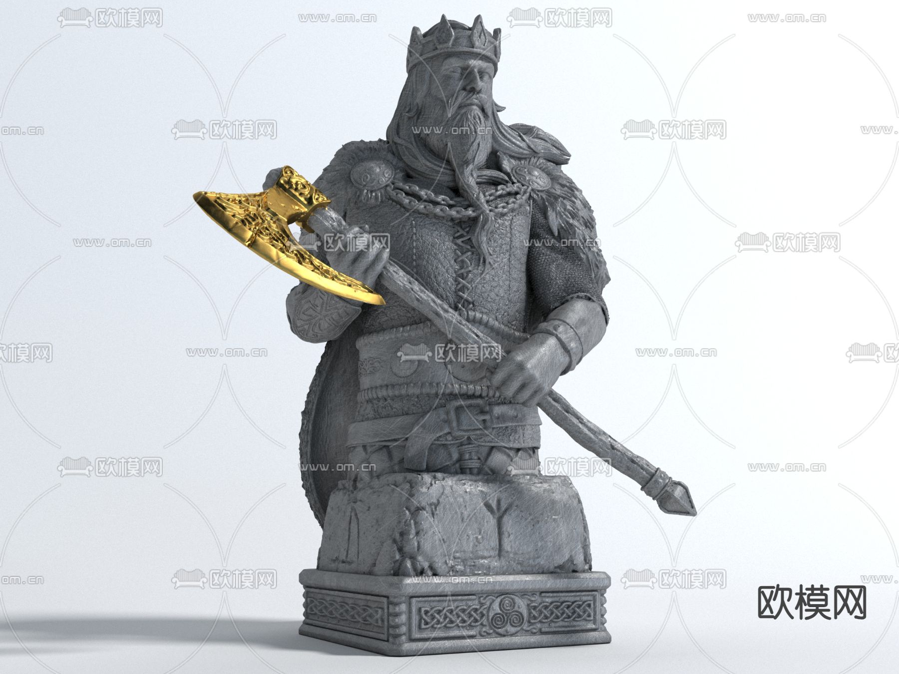 欧式雕塑 国王雕像3d模型下载