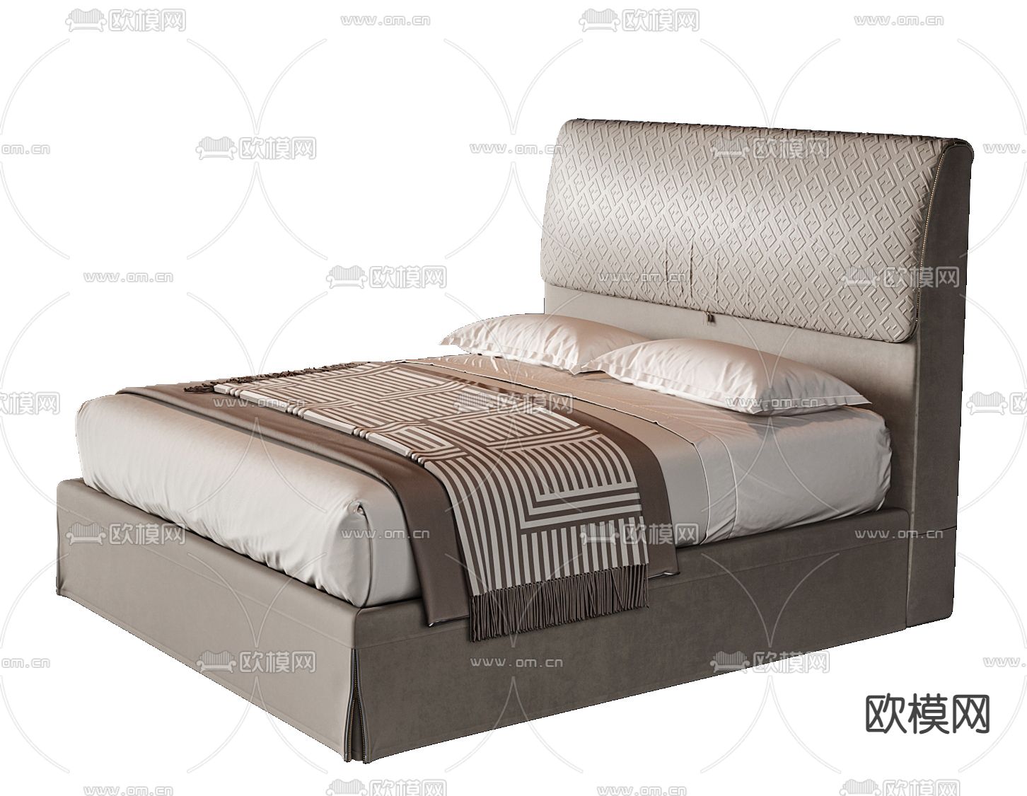 FENDI 双人床3d模型下载（渲染图3）