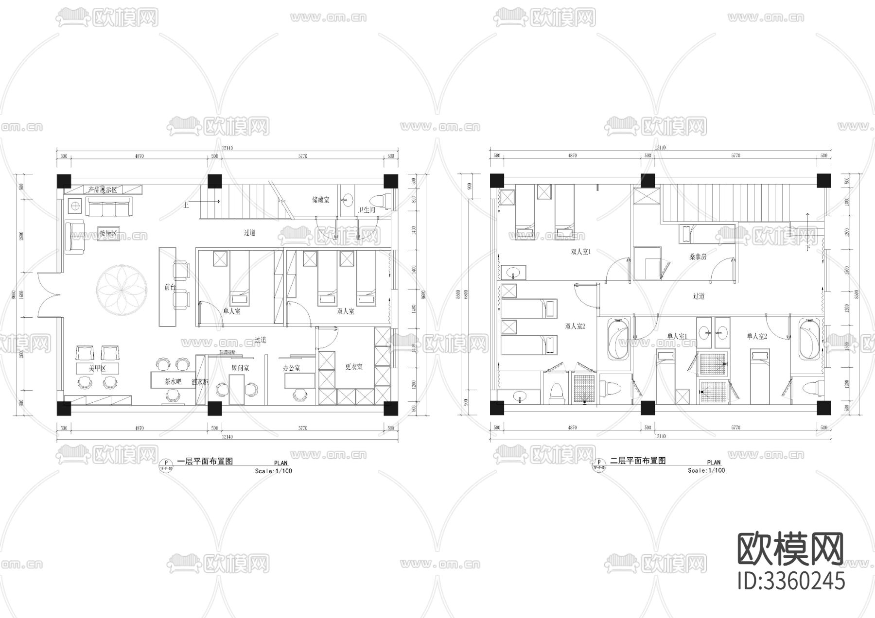 美容院CAD施工图下载（渲染图4）