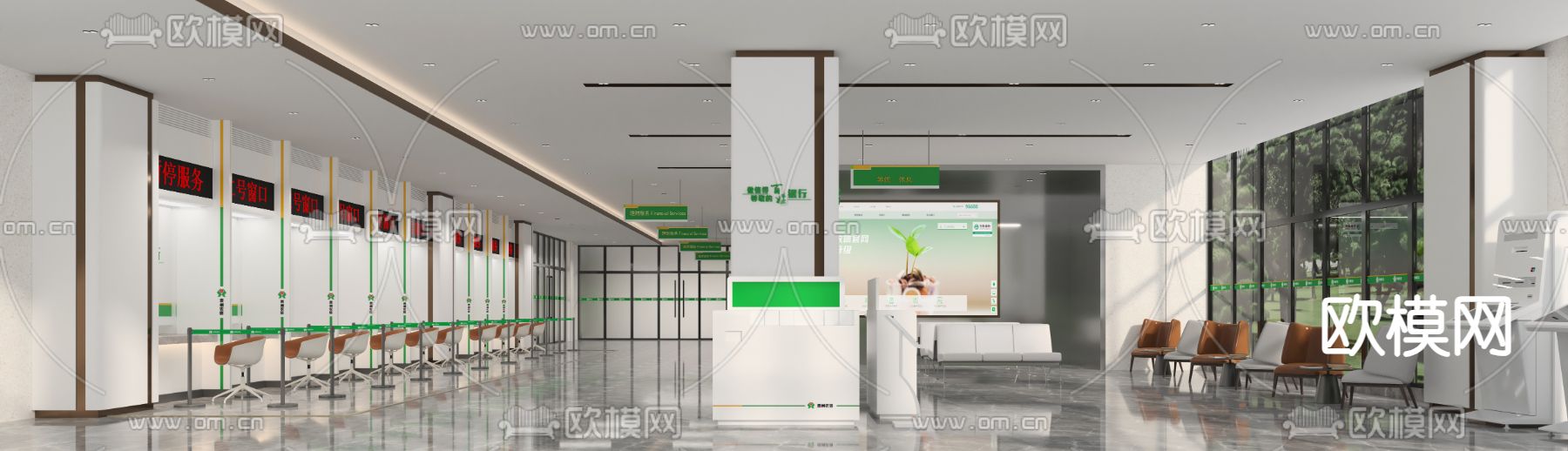 农信银行 大厅3d模型下载（渲染图1）