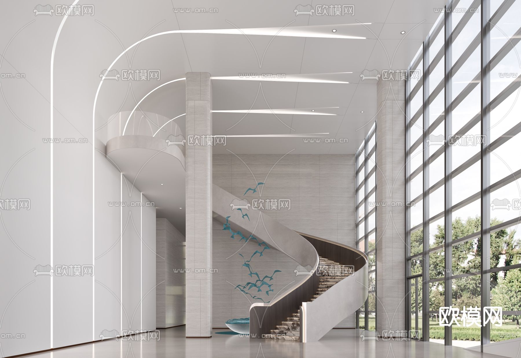 办公楼大堂 写字楼大堂3d模型下载（渲染图3）