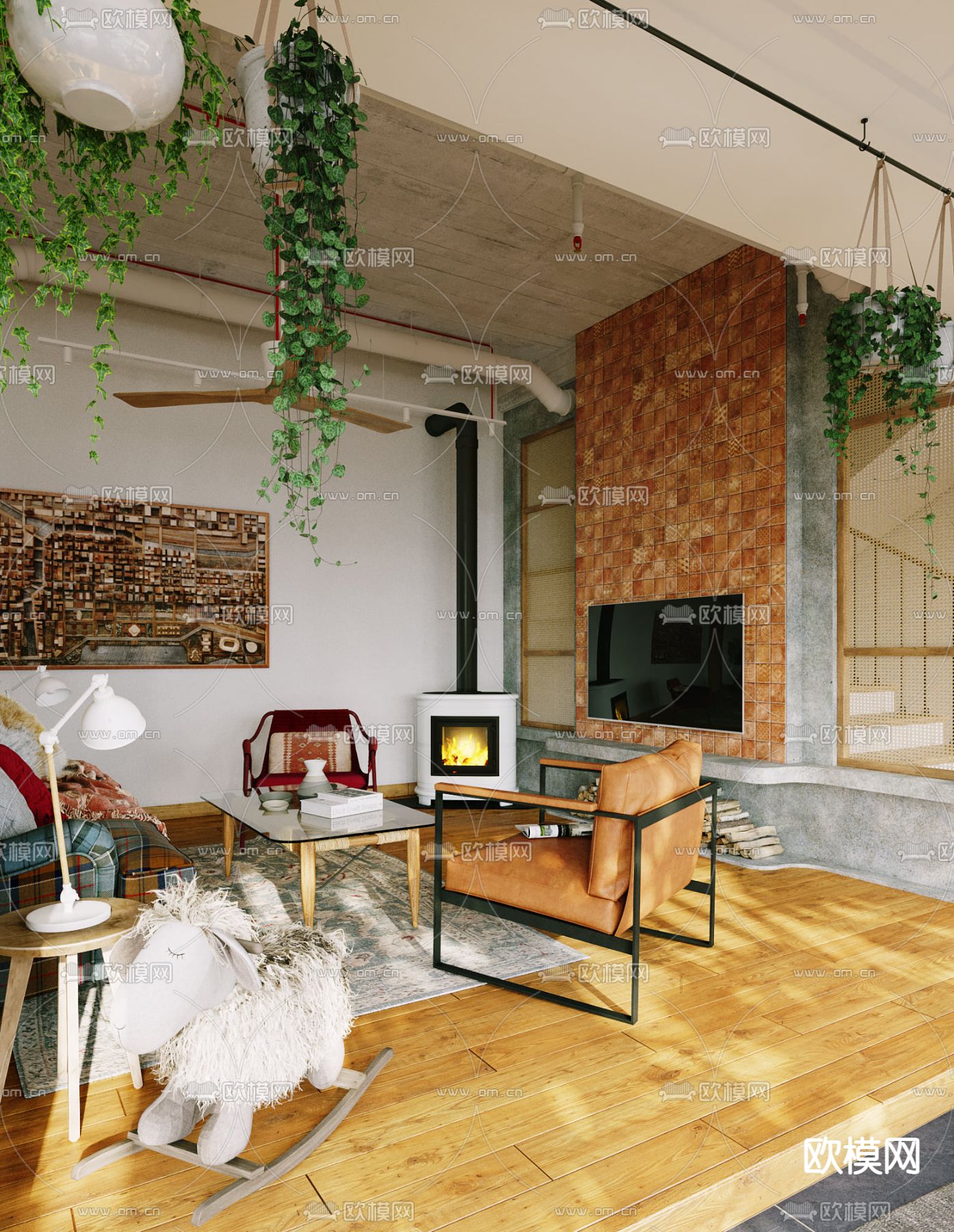 东南亚客厅3d模型下载（渲染图2）