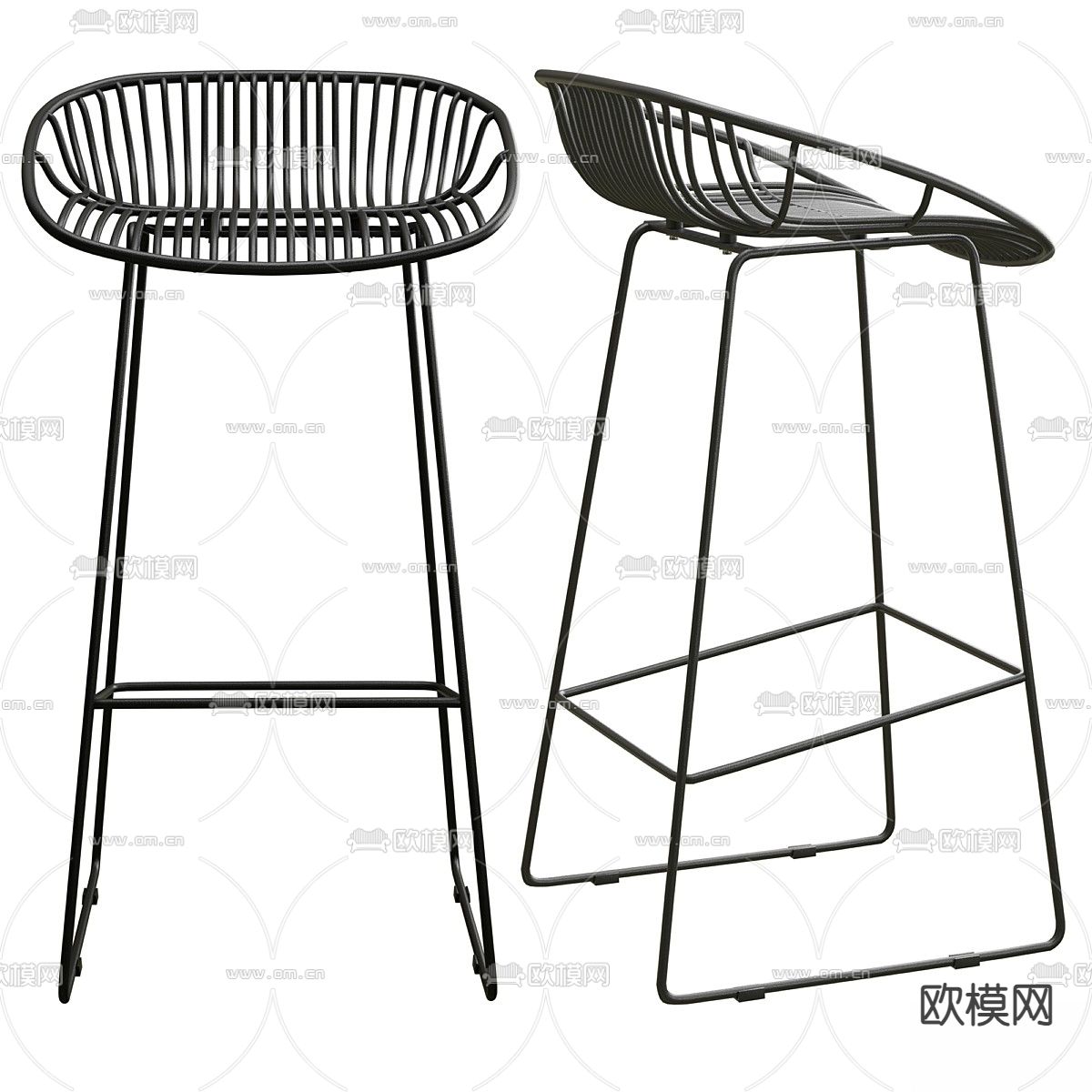 FRANK 铁艺吧台椅3d模型下载（渲染图2）