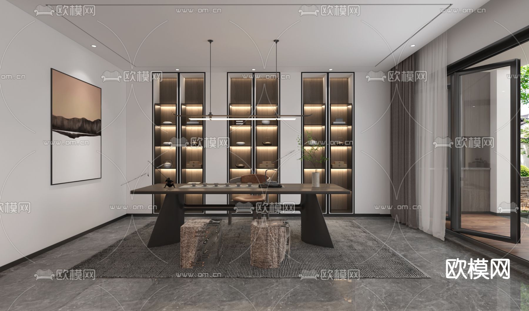 现代休闲室 地下室 品茶室3d模型下载（渲染图4）