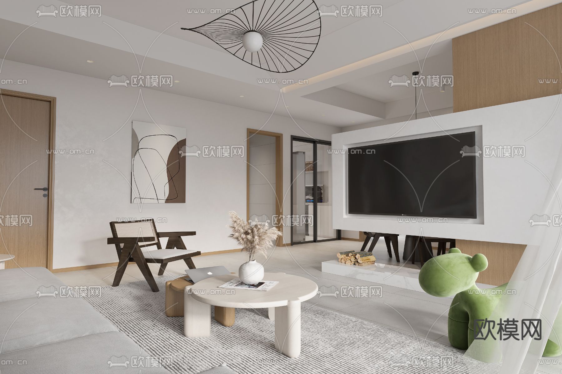 侘寂风客餐厅3d模型下载（渲染图4）