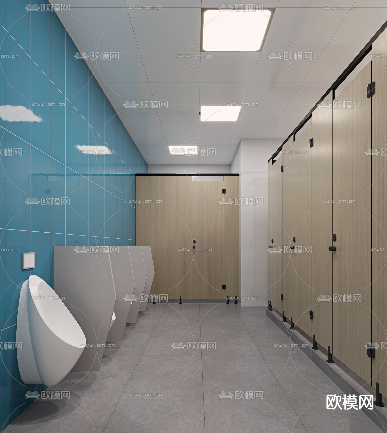 现代医院过道 走廊3d模型下载（渲染图2）