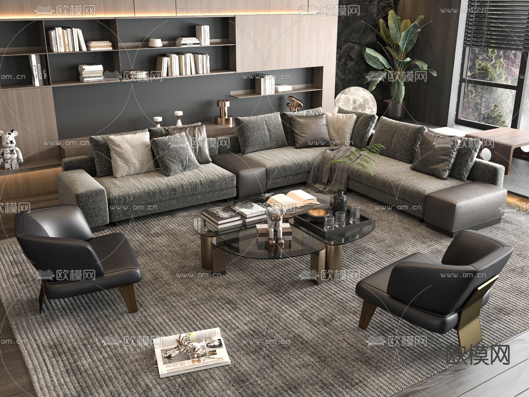 轻奢风沙发 组合沙发3d模型下载