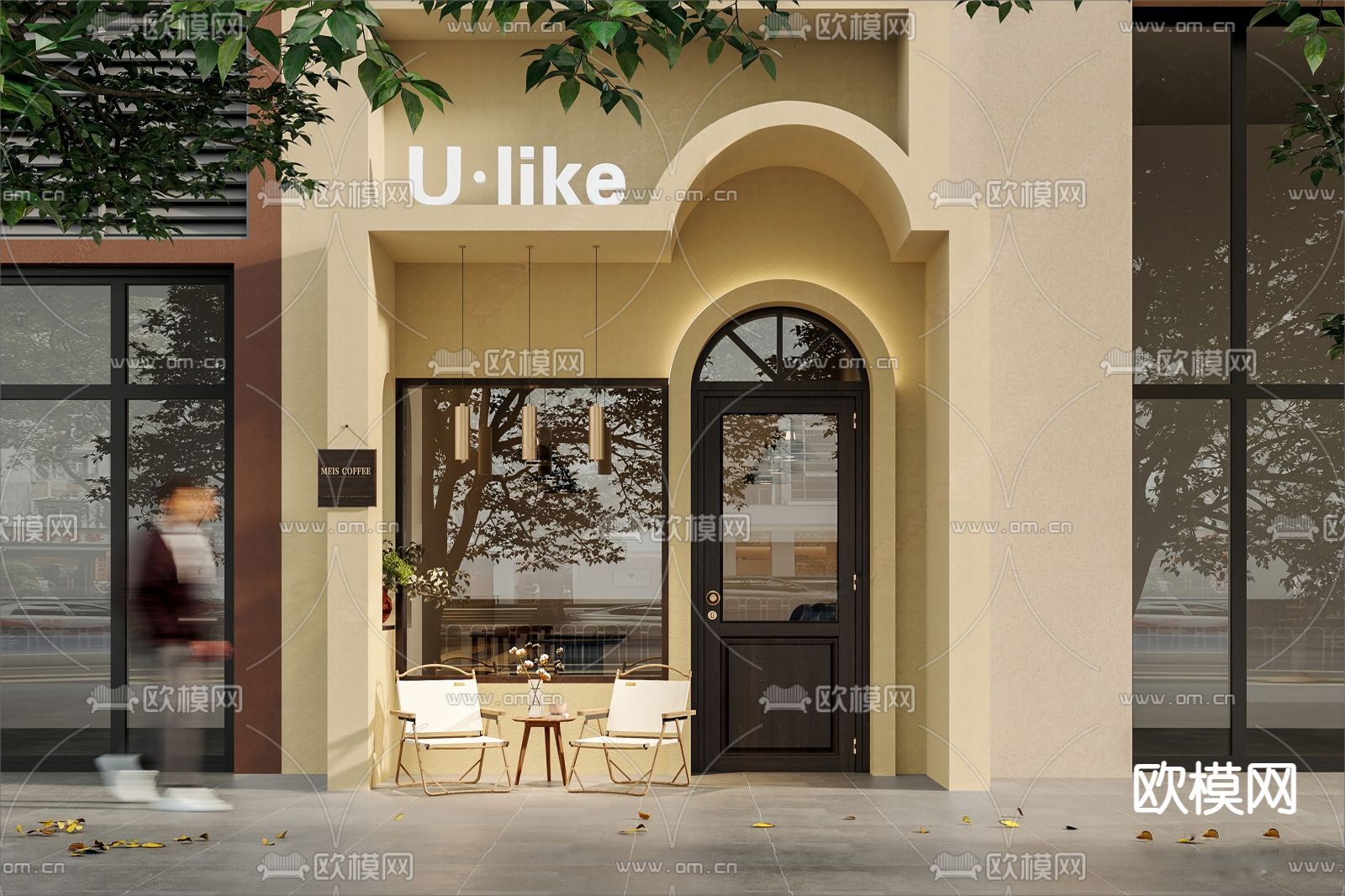 咖啡店门头 餐饮门面3d模型下载