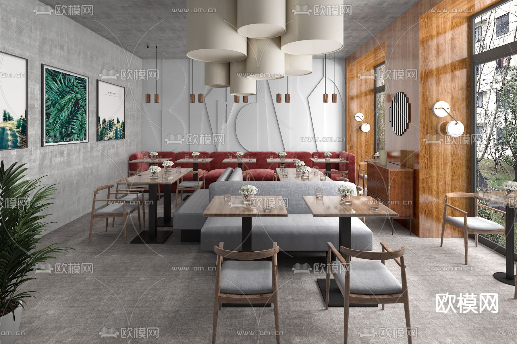 现代西餐厅3d模型下载