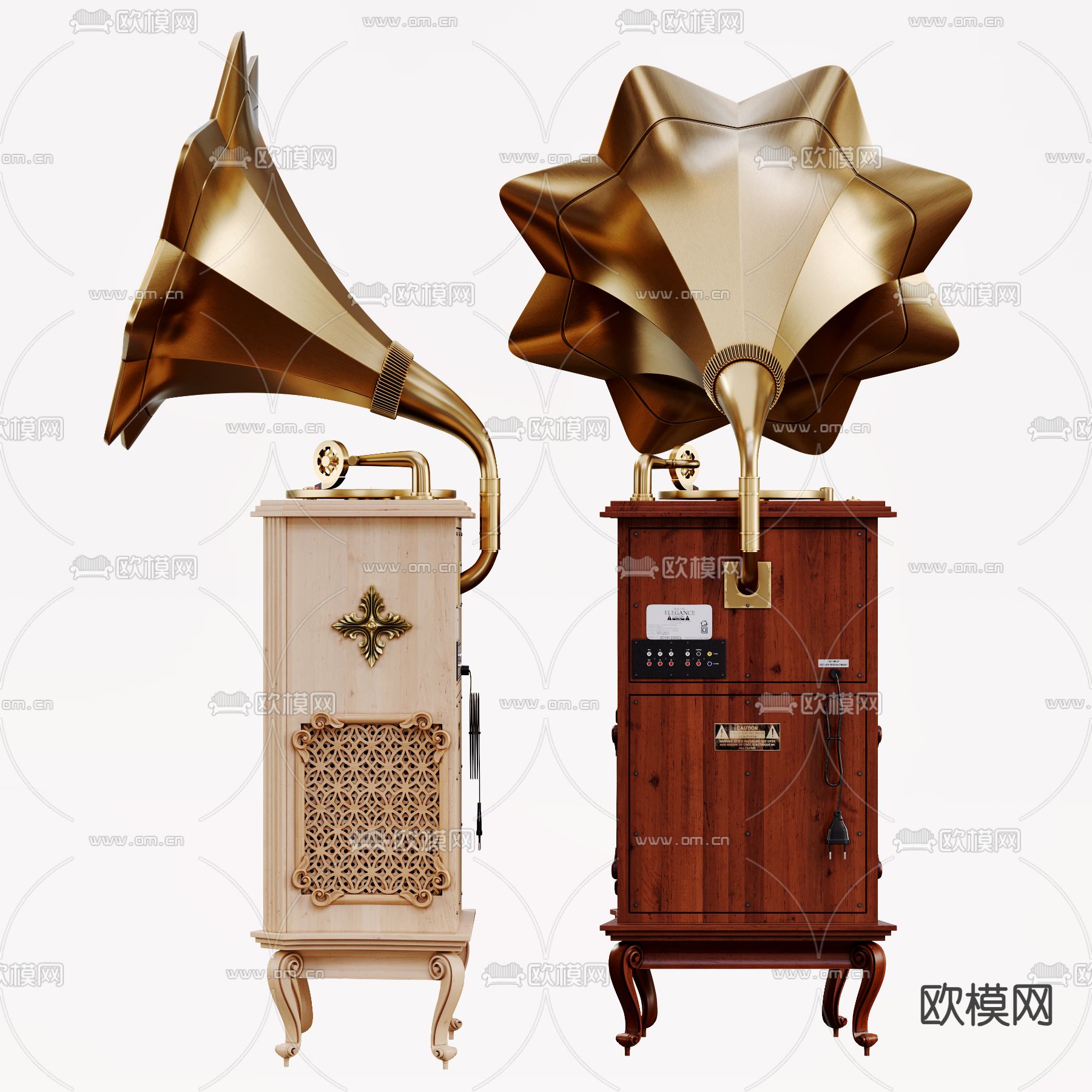 简欧留声机3d模型下载（渲染图1）