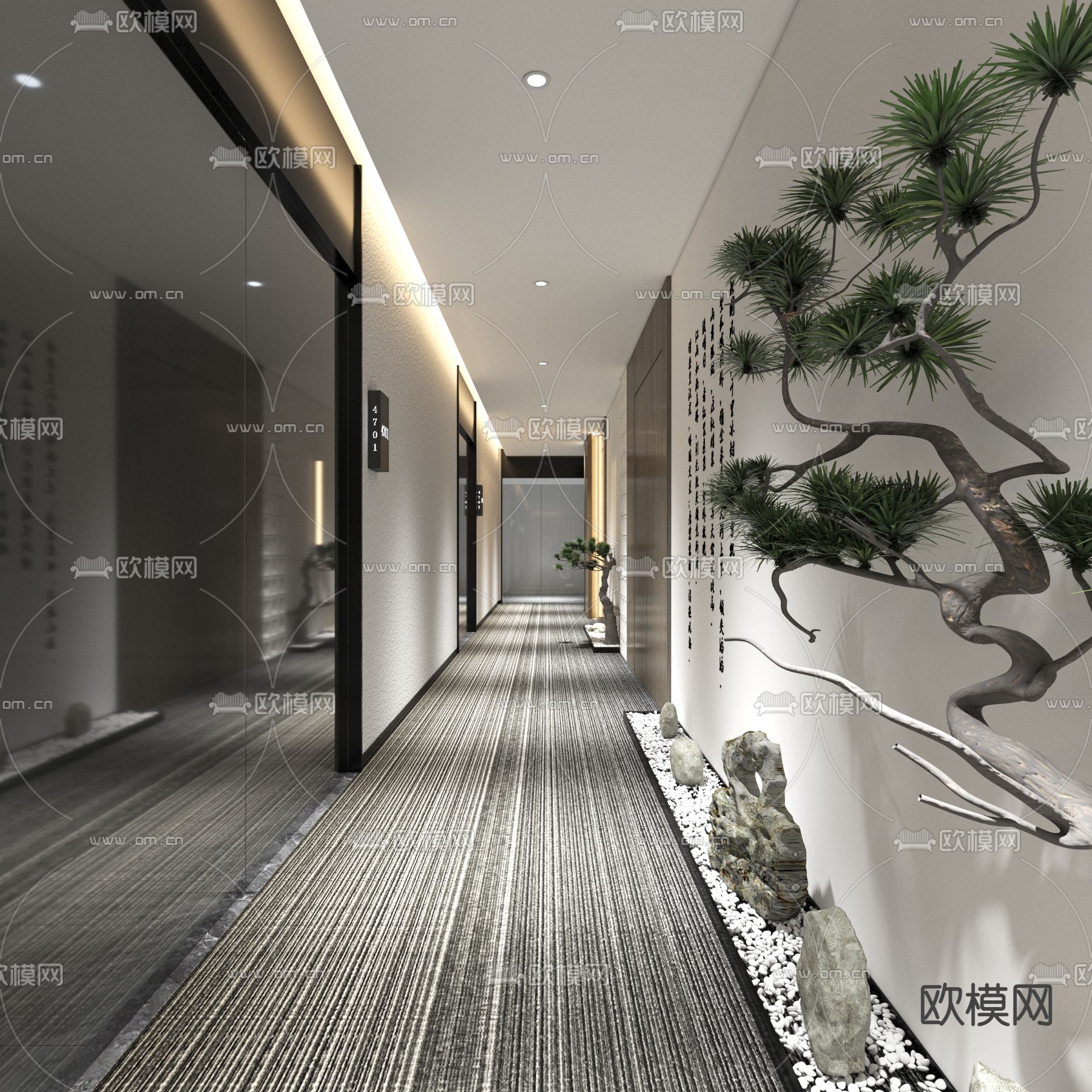 酒店过道 走廊3d模型下载（渲染图3）