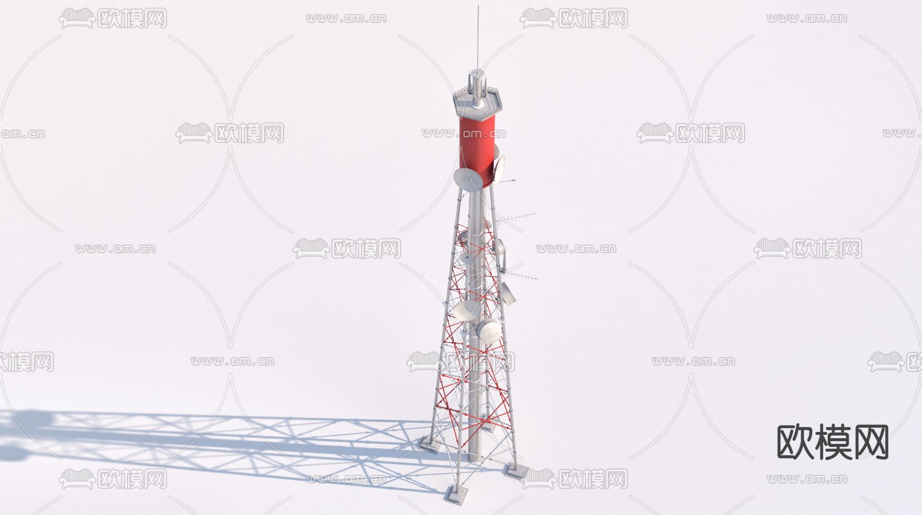无线电塔天线 基站铁塔3d模型下载