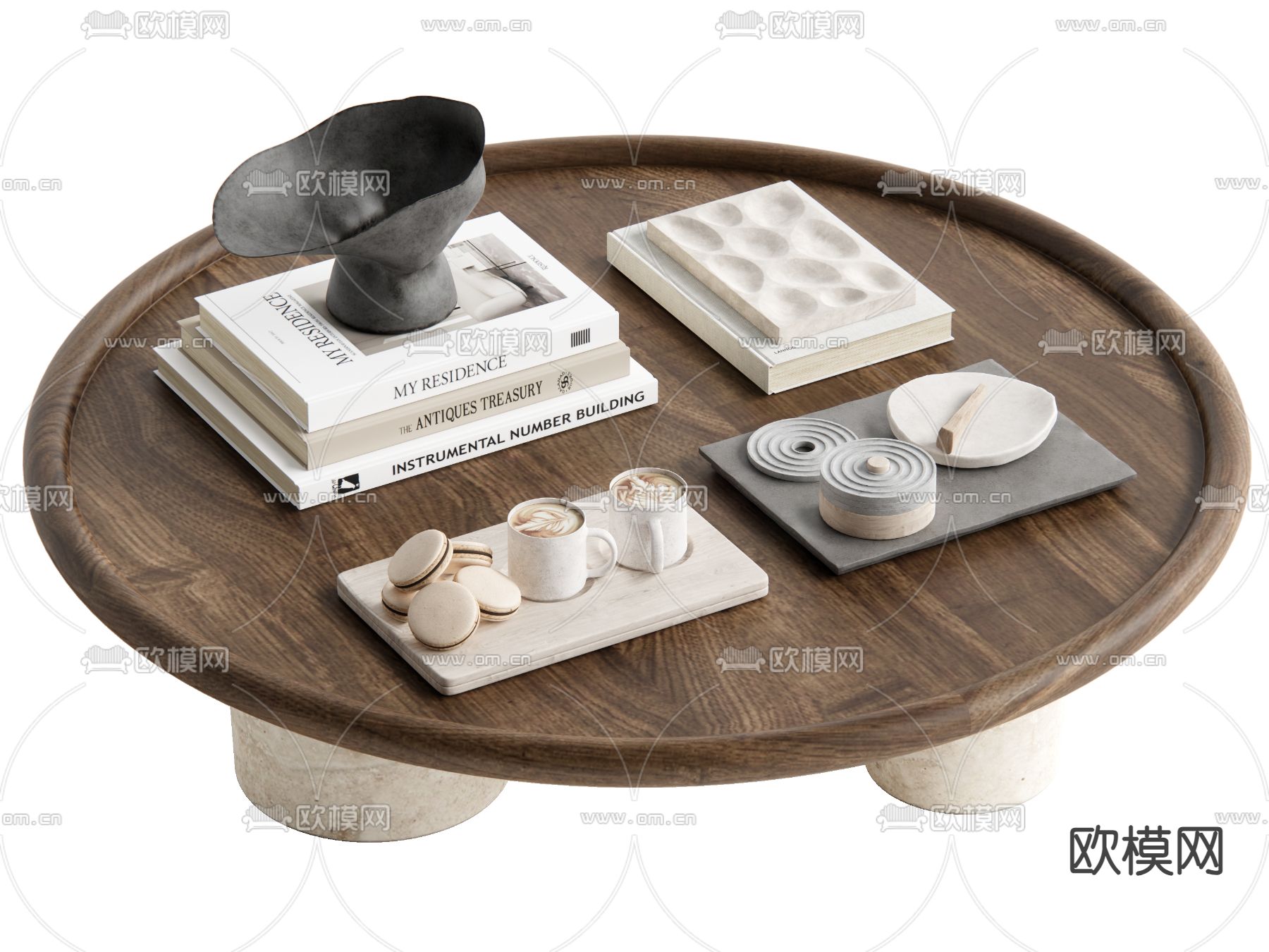 中古风茶几su模型下载（渲染图2）