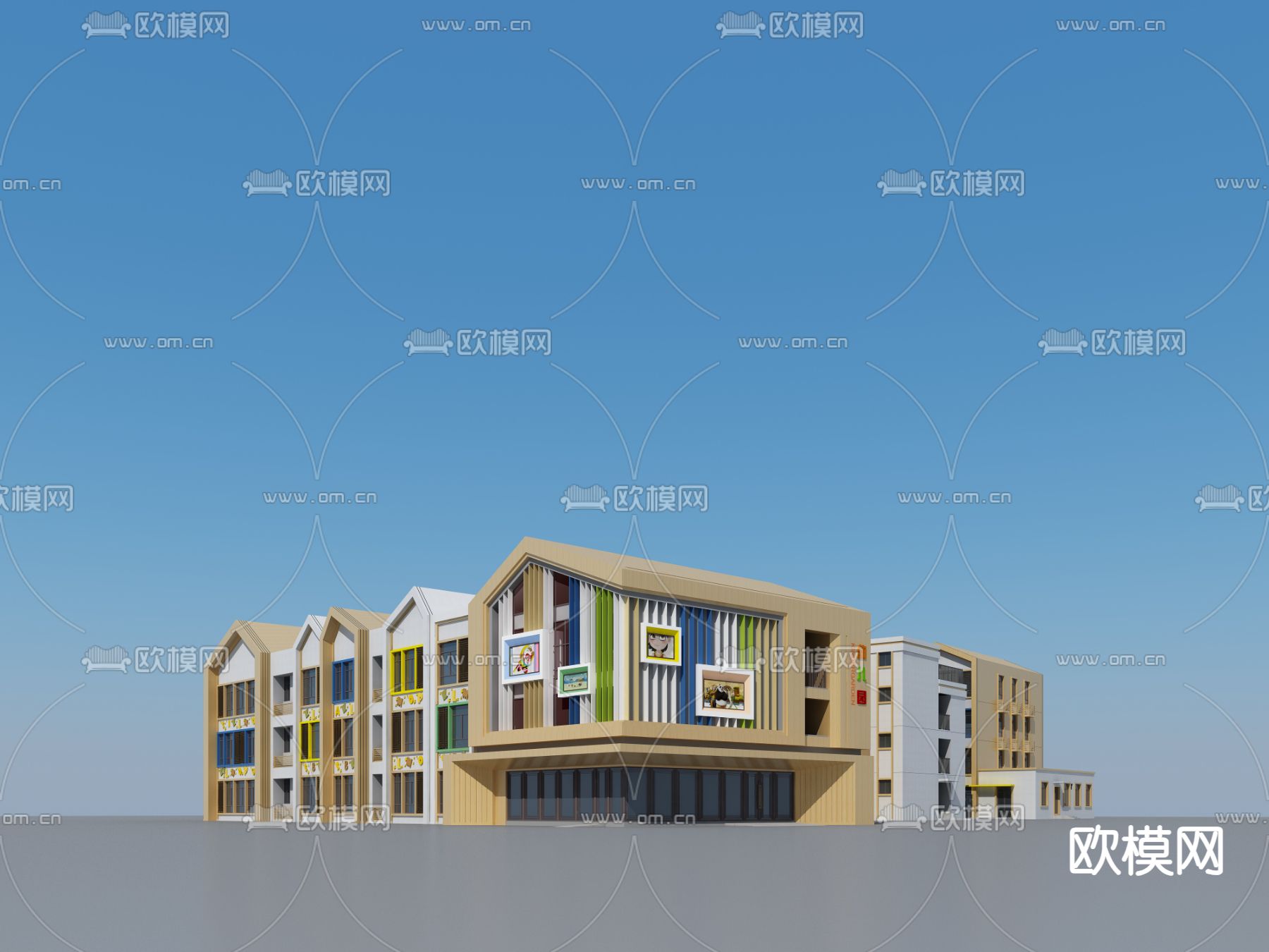 教学楼 宿舍楼3d模型下载（渲染图2）