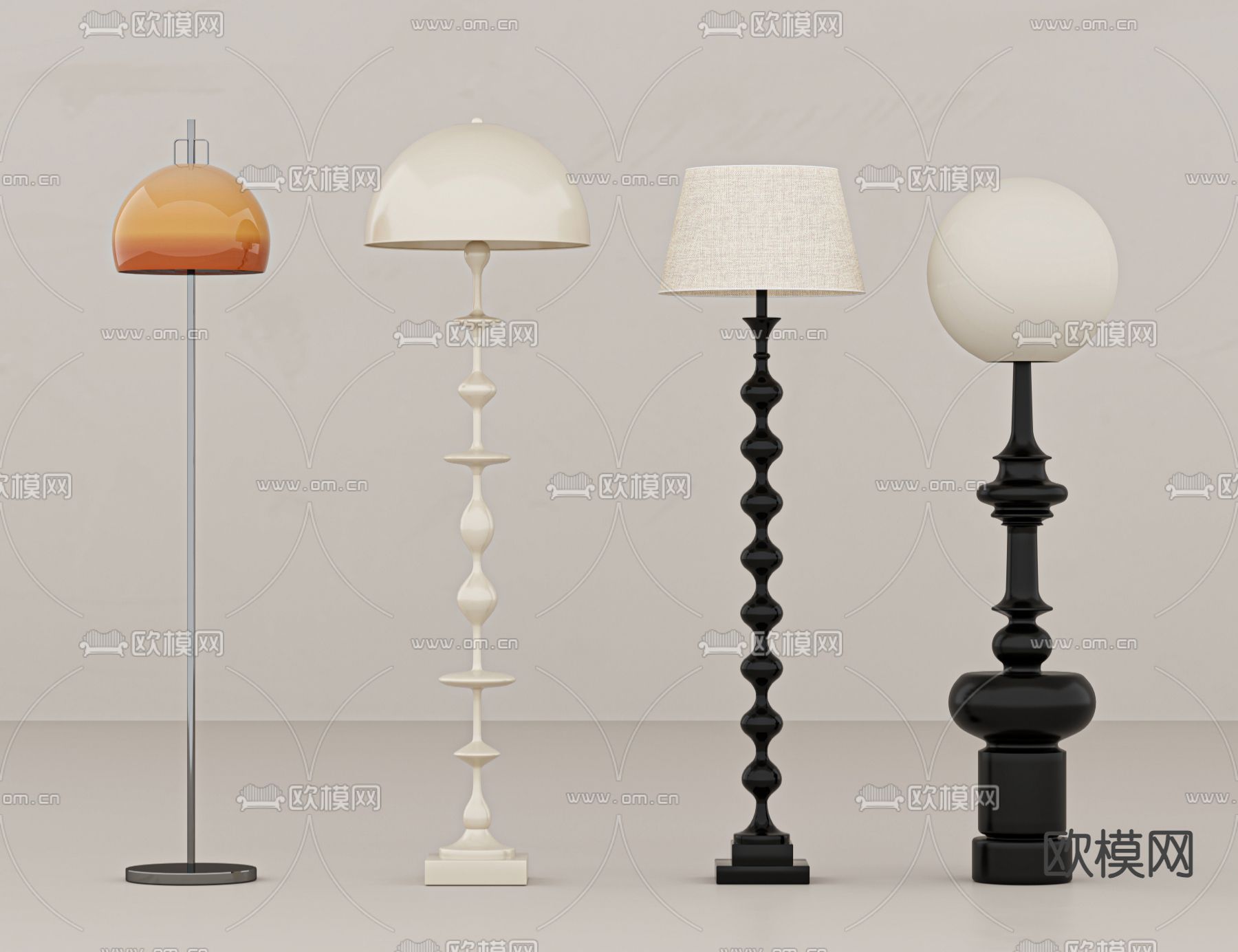 中古风落地灯3d模型下载