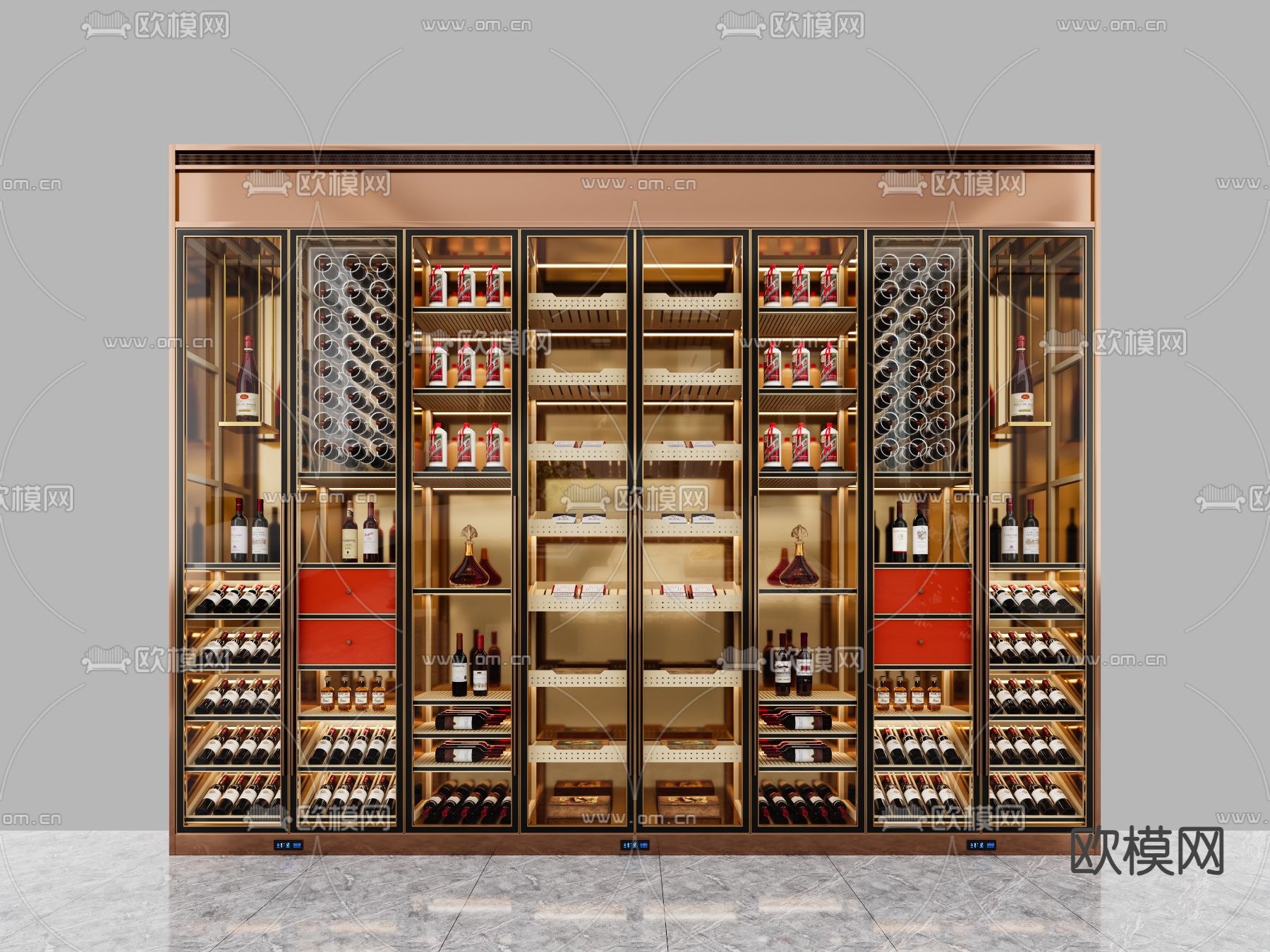 轻奢酒柜 恒温红酒柜3d模型下载