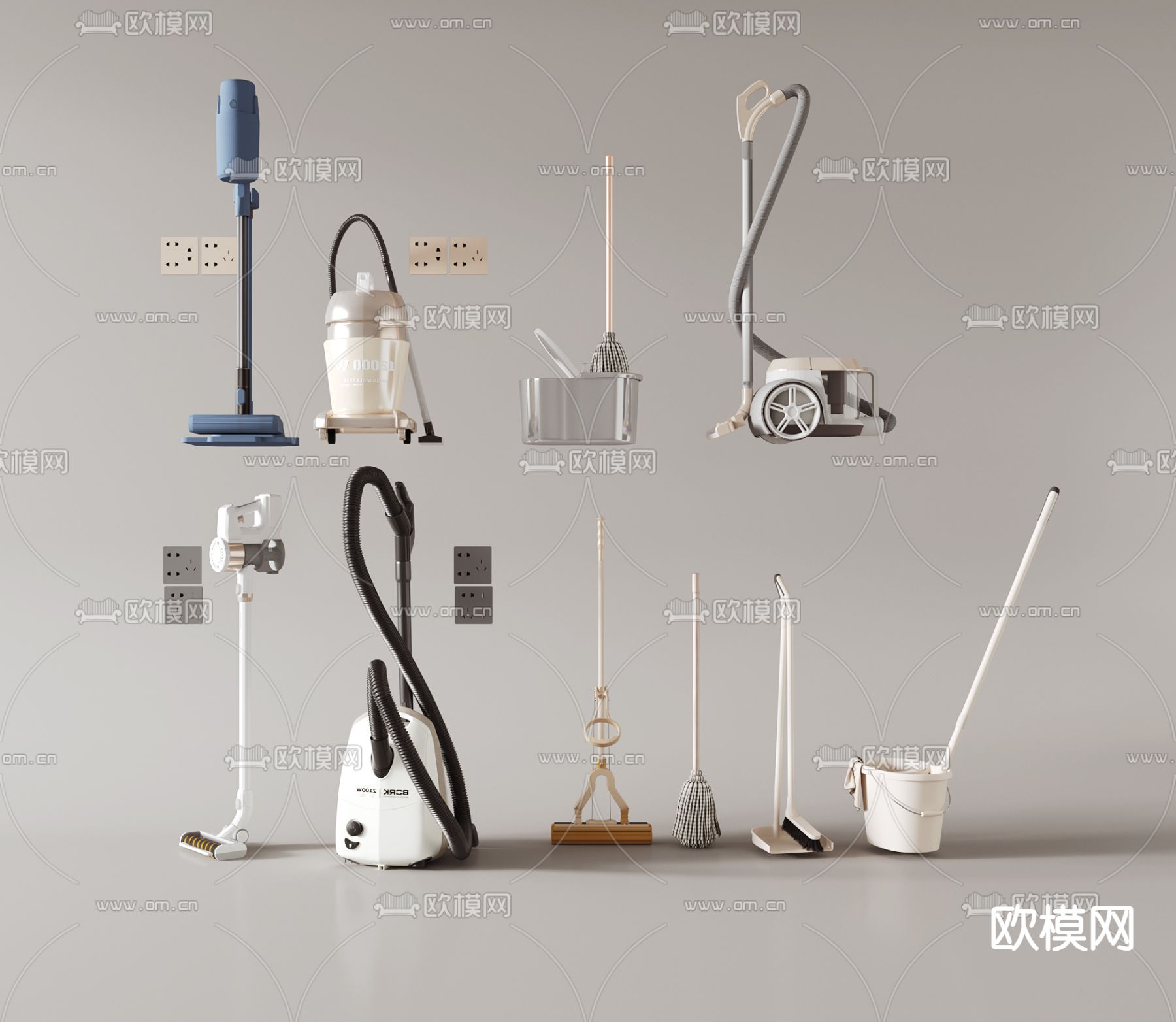 拖把 拖布 拖把池 吸尘器3d模型下载