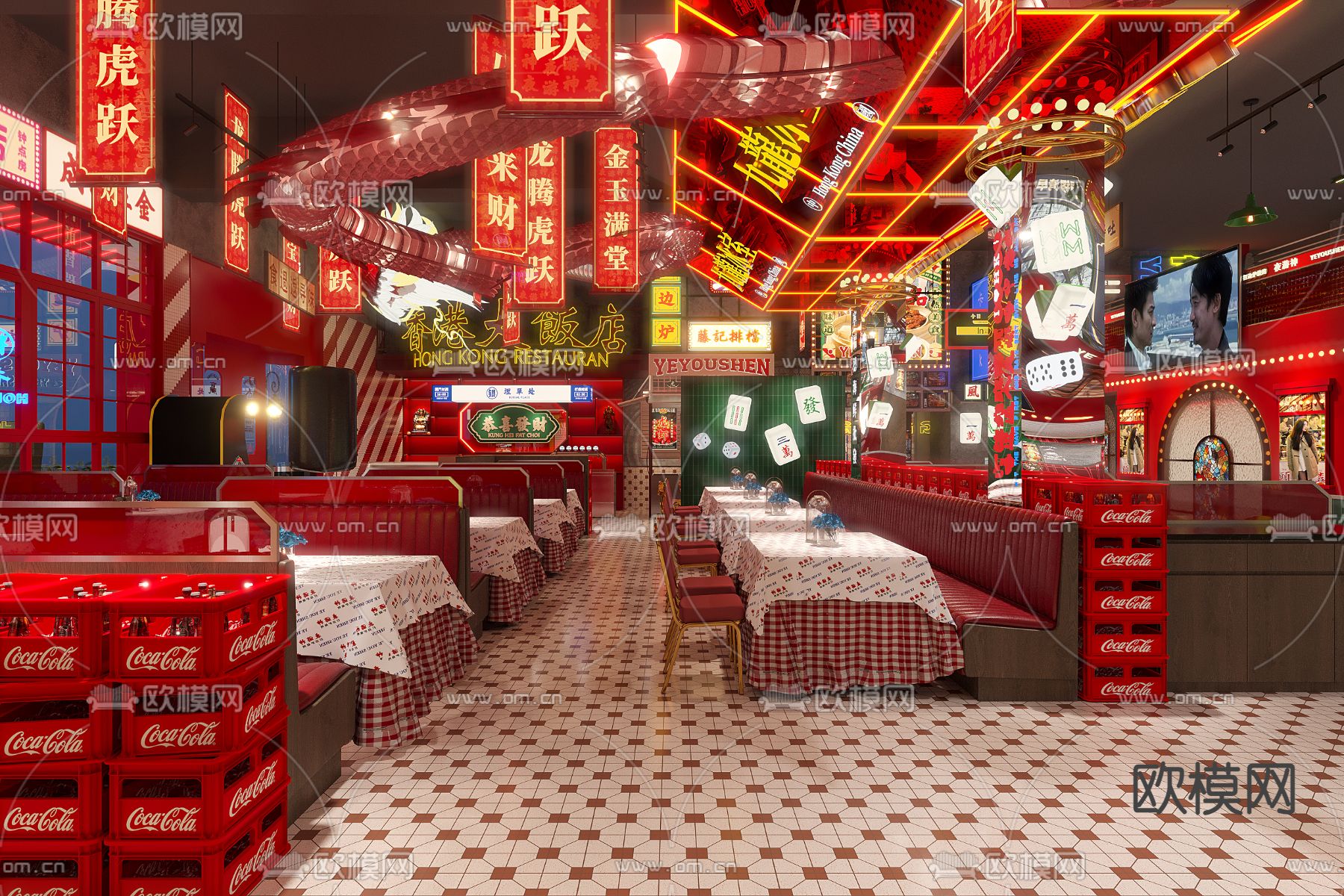 港式火锅店 打边炉3d模型下载（渲染图6）