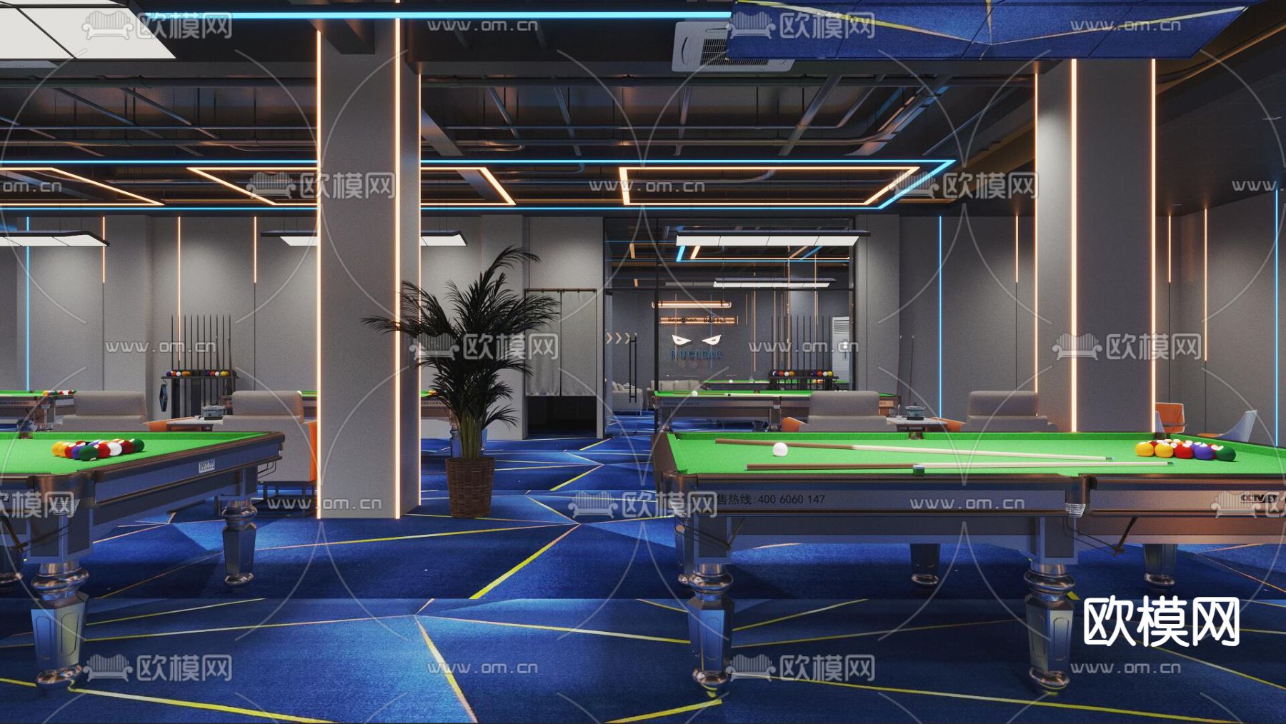 台球室 台球馆3d模型下载（渲染图2）