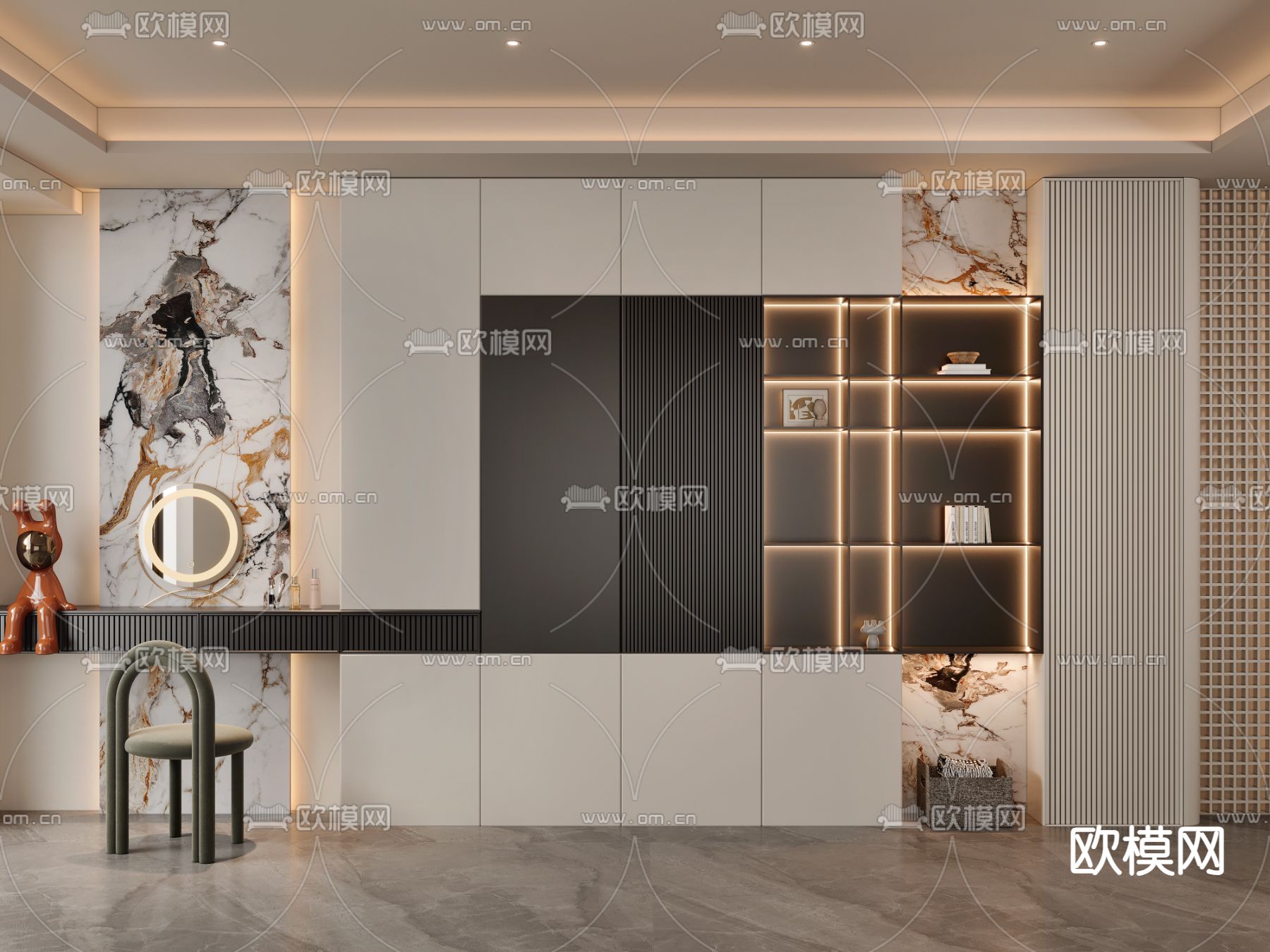 装饰柜 梳妆台一体柜3d模型下载