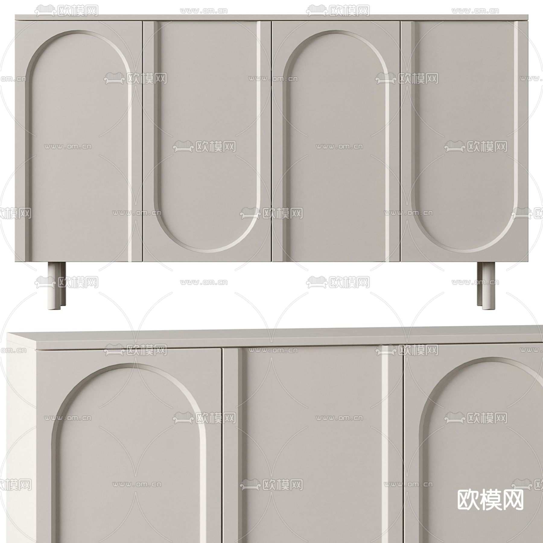 Arch 奶油风玄关柜 边柜3d模型下载（渲染图1）