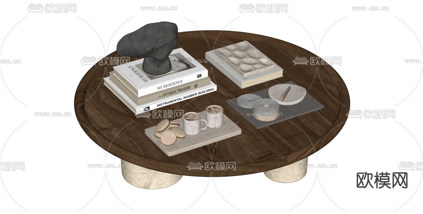 中古风茶几su模型下载（渲染图1）