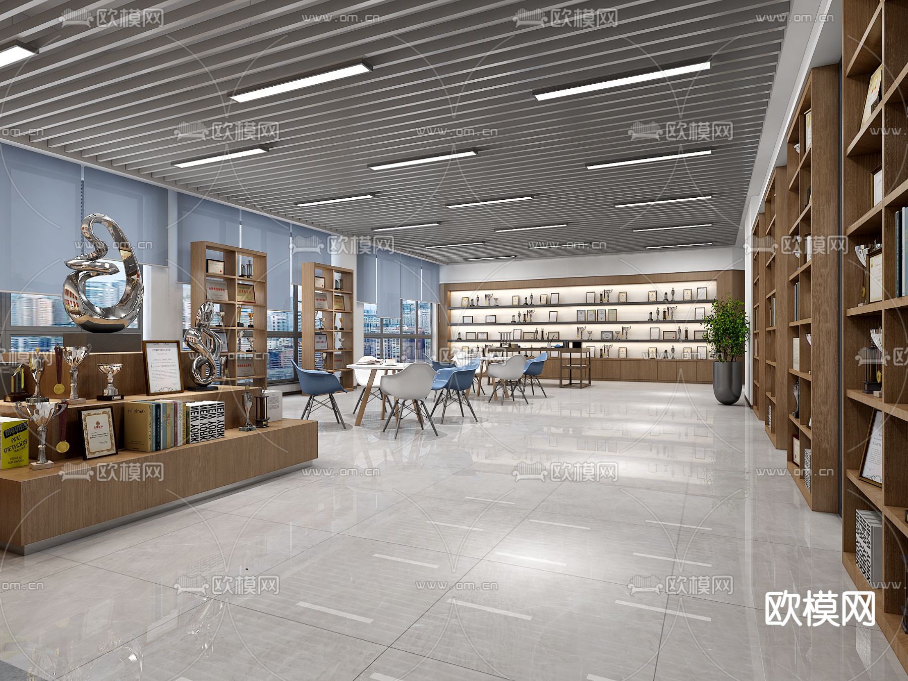 办公休息区 荣誉室3d模型下载（渲染图1）