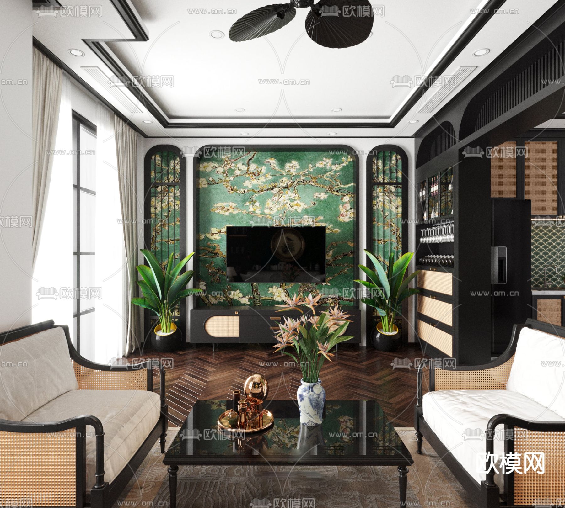 北欧客厅3d模型下载（渲染图3）