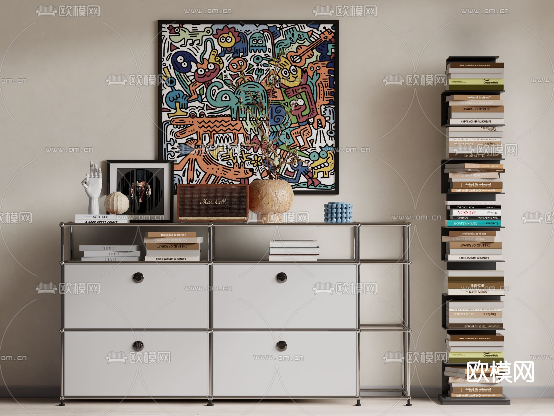 中古风储物柜su模型下载（渲染图2）