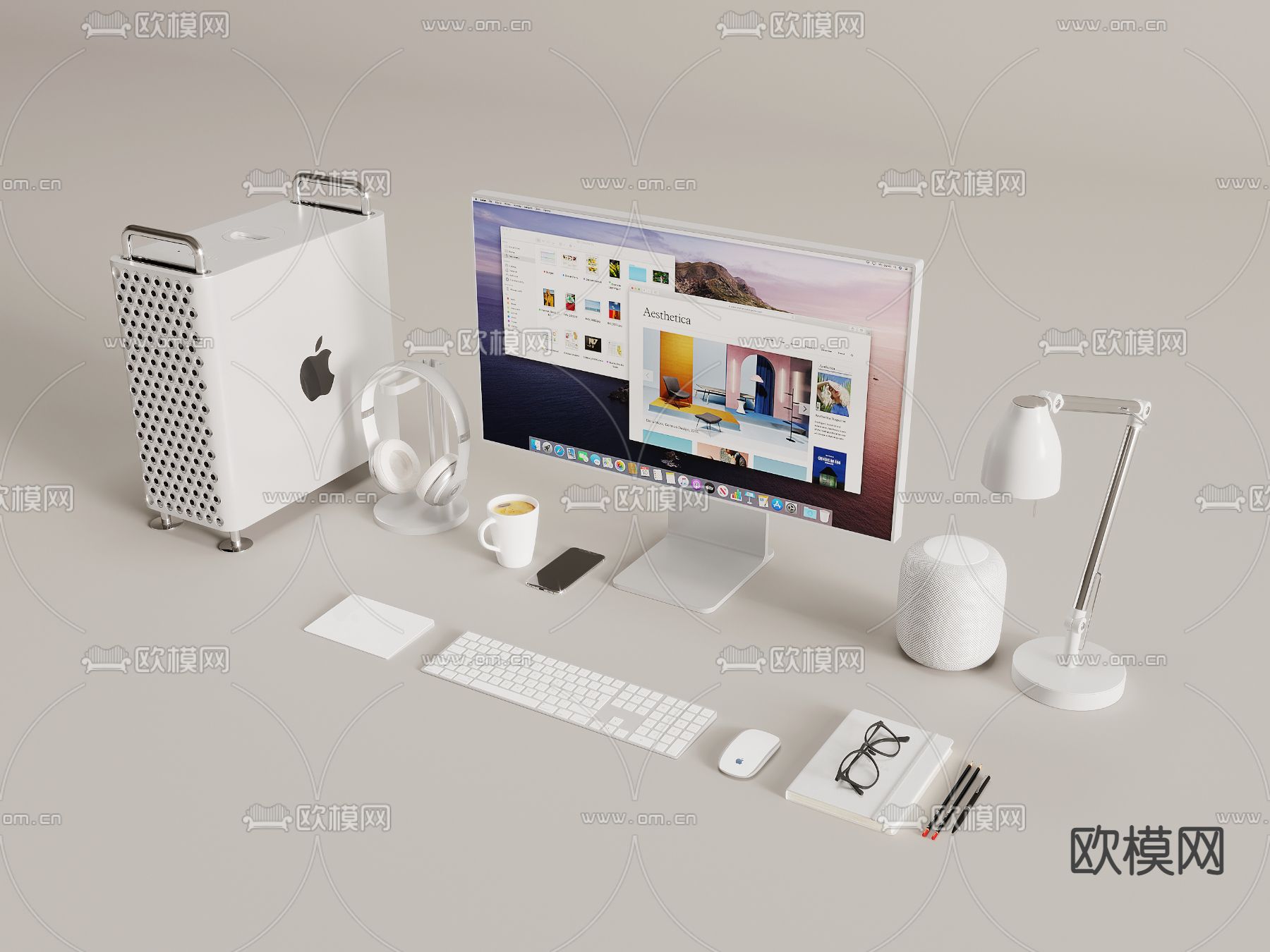 台式电脑 苹果电脑3d模型下载