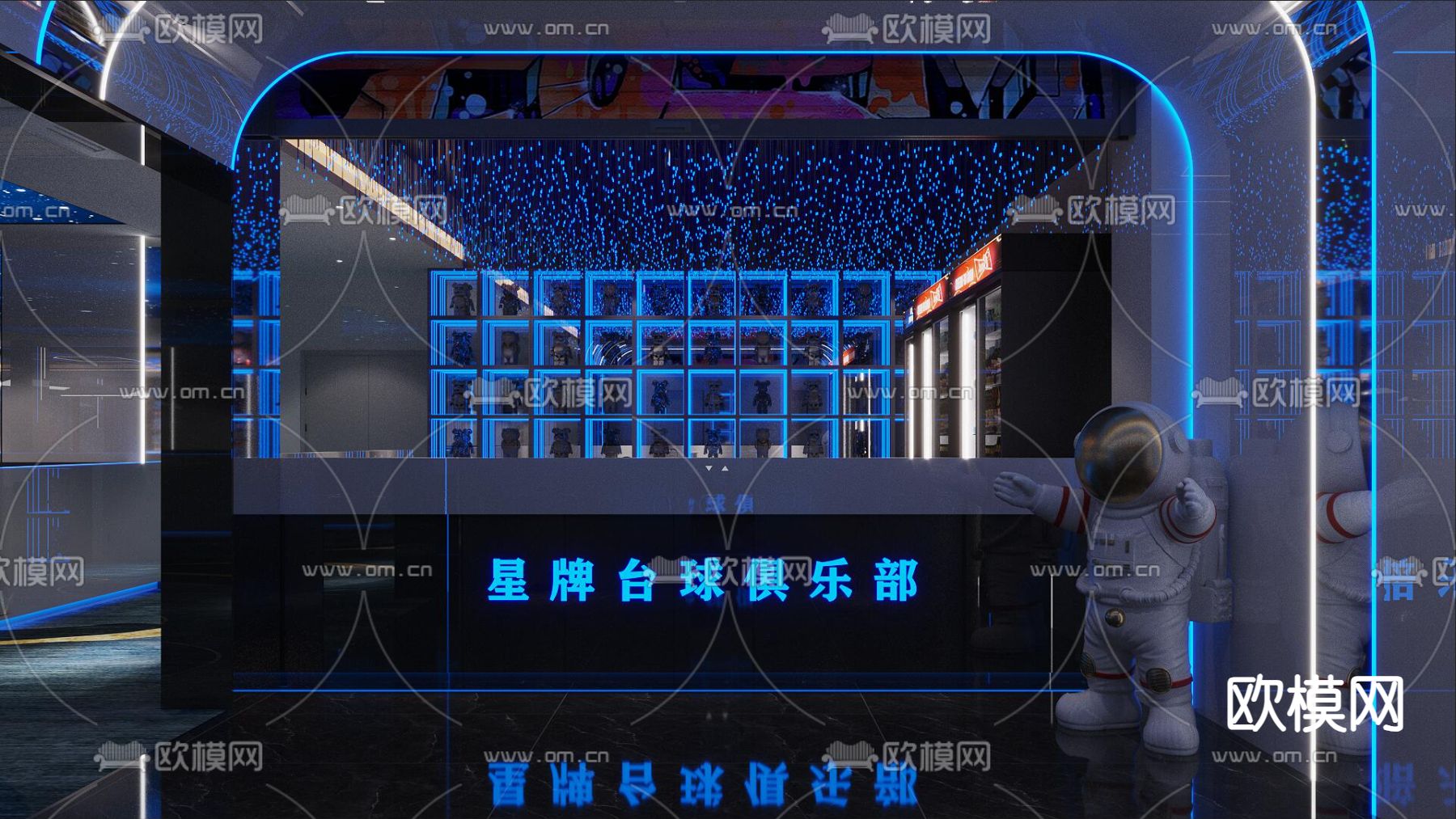 台球厅 台球室 桌球室3d模型下载（渲染图2）