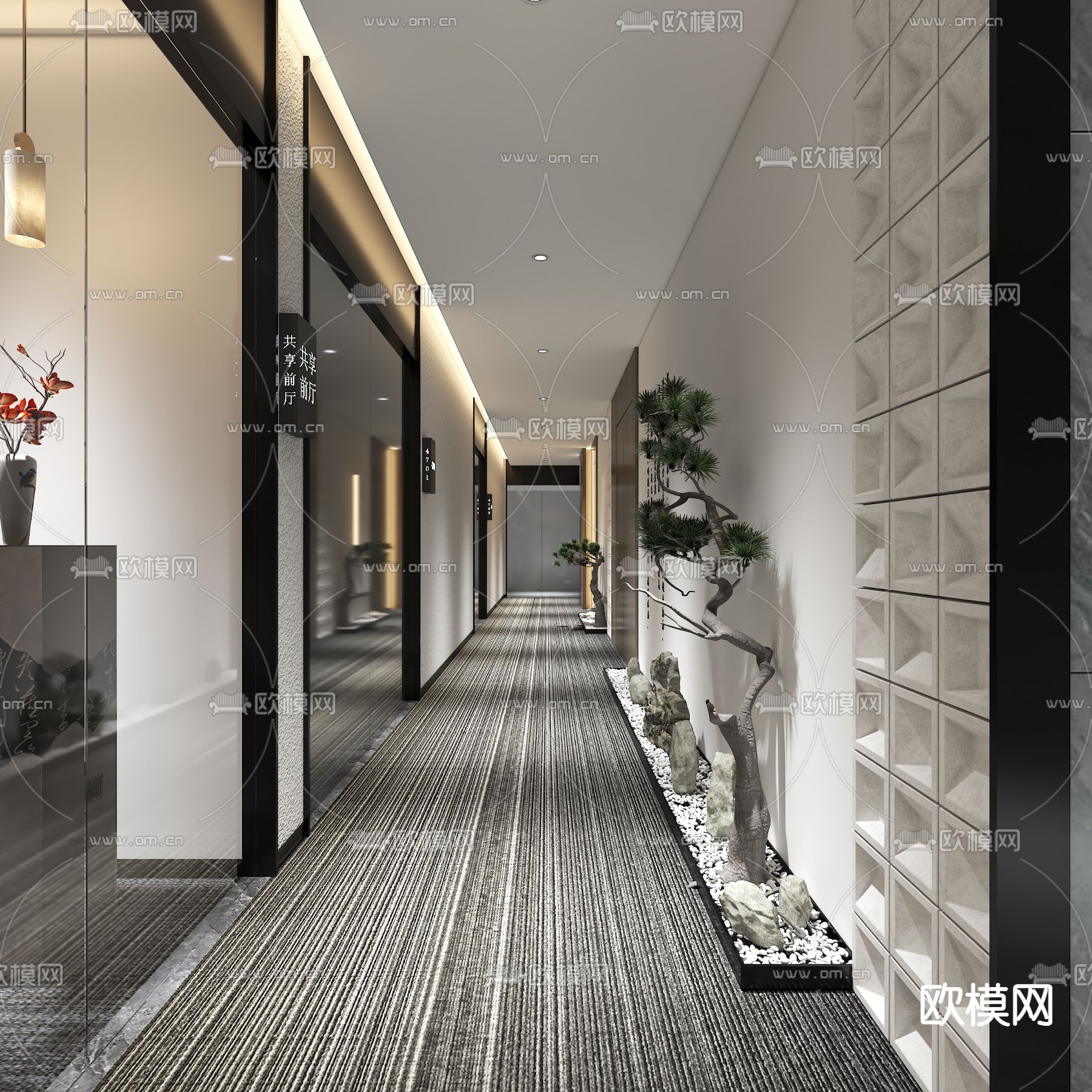 酒店过道 走廊3d模型下载（渲染图2）