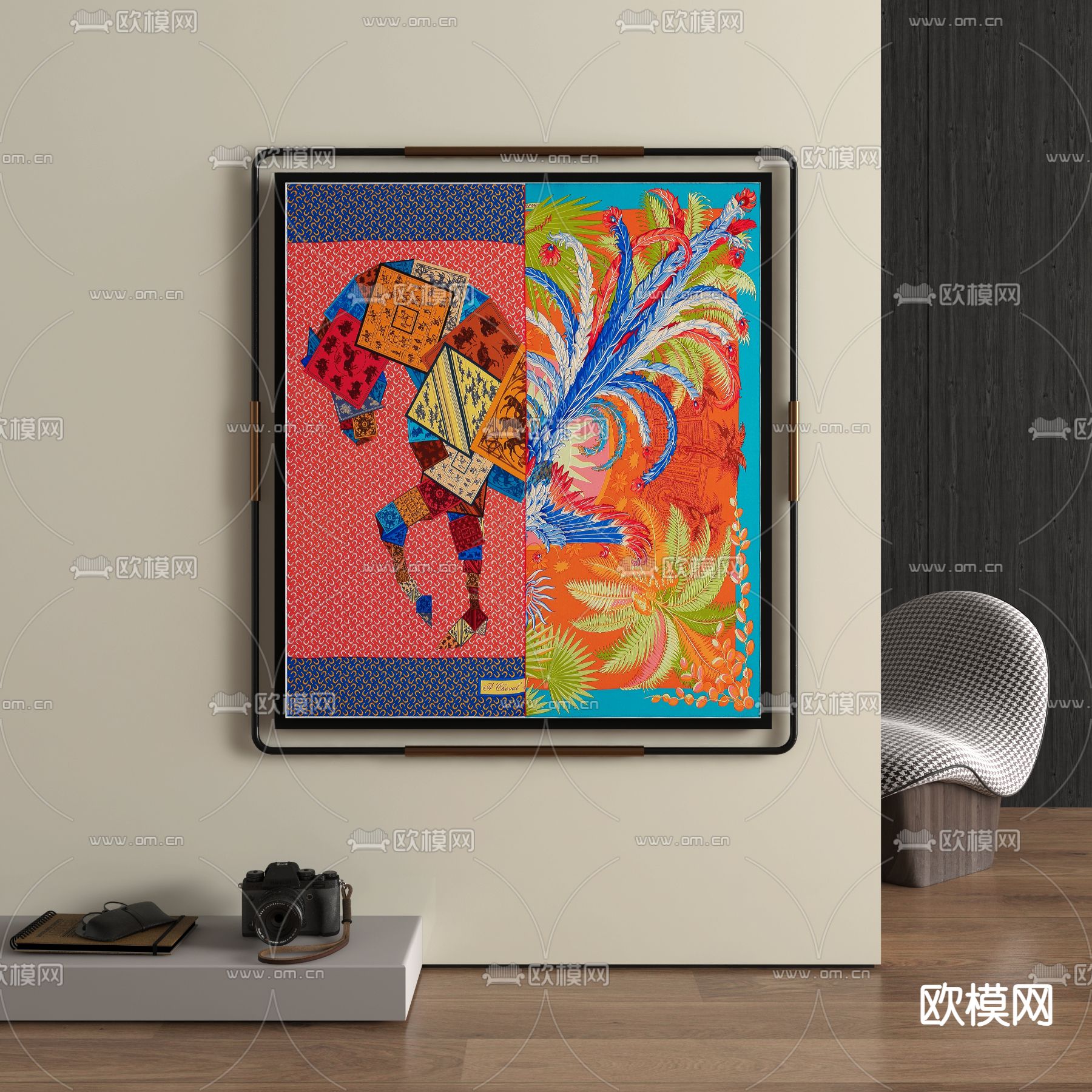 孟菲斯肌理画 抽象画 装饰画3d模型下载