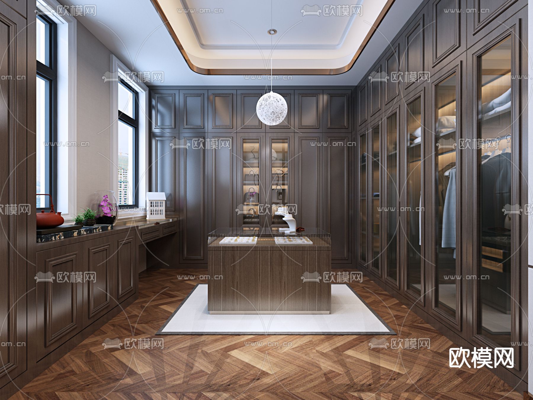 新中式衣帽间3d模型下载