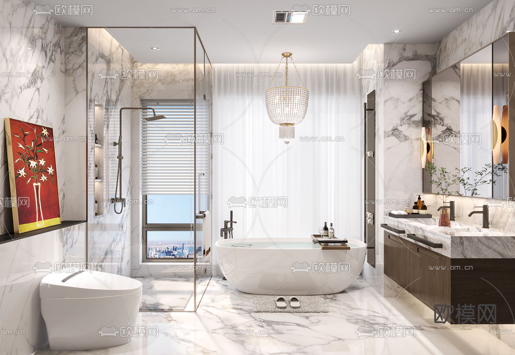 轻奢卫生间 浴室3d模型下载