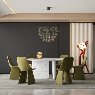 现代餐桌椅 圆桌椅su模型