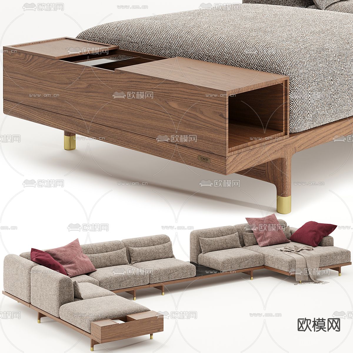 Porada 转角沙发 休闲沙发3d模型下载（渲染图2）