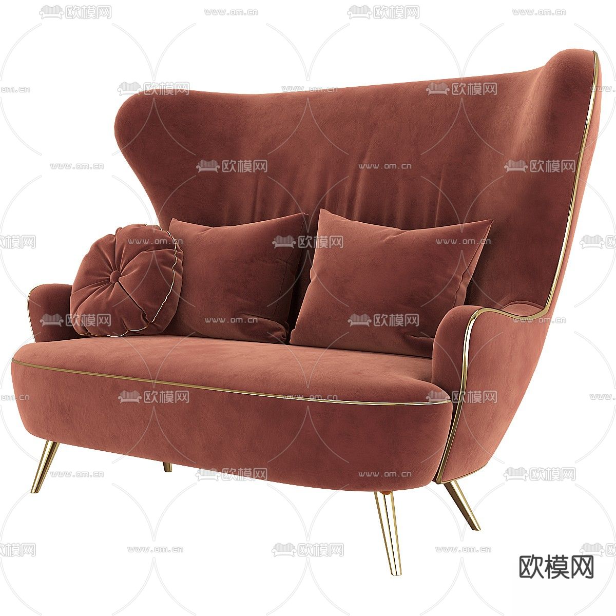 双人沙发 软体沙发3d模型下载（渲染图2）