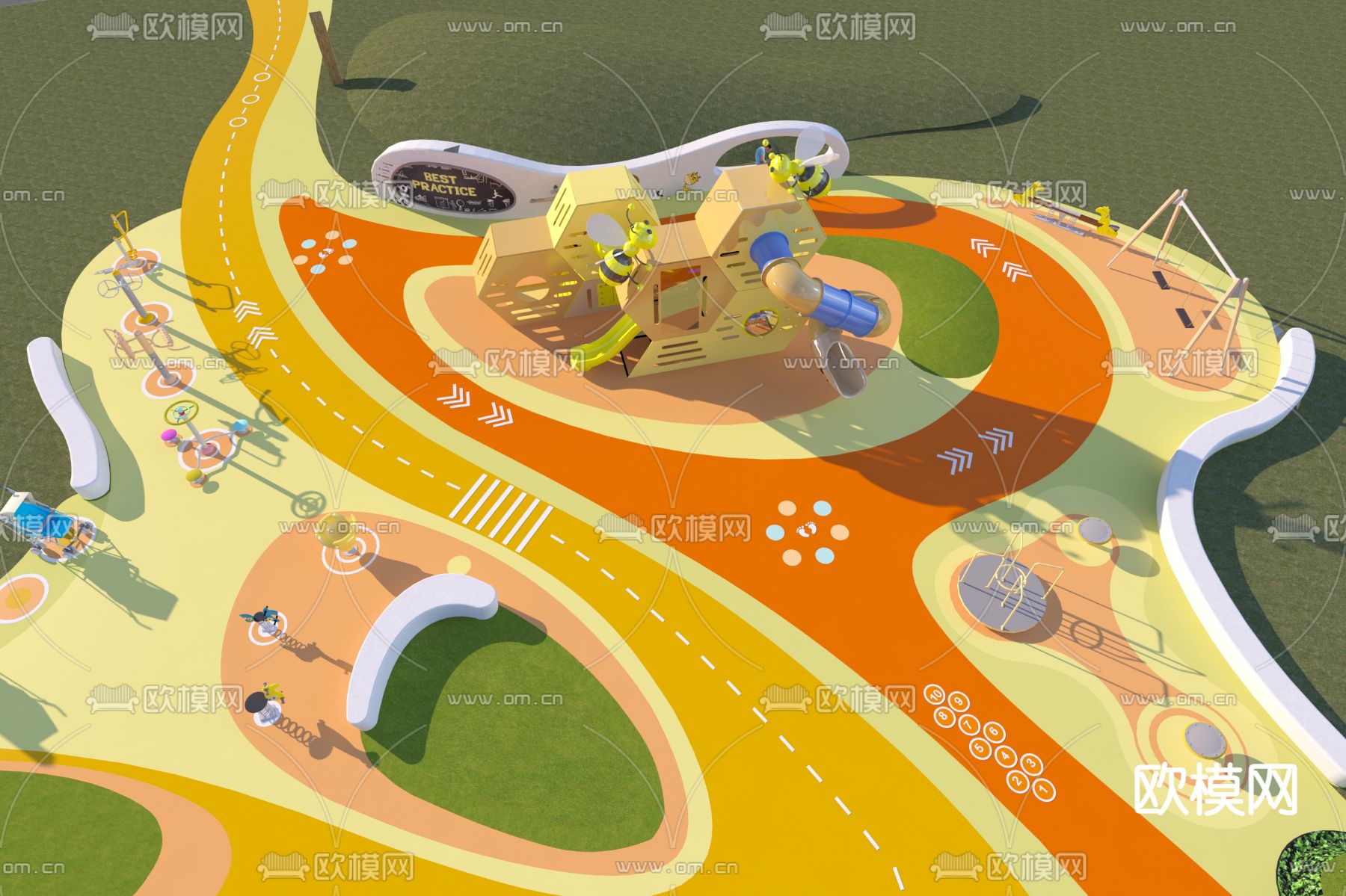 儿童游乐区 景点游玩区3d模型下载