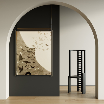 侘寂风装饰画su模型