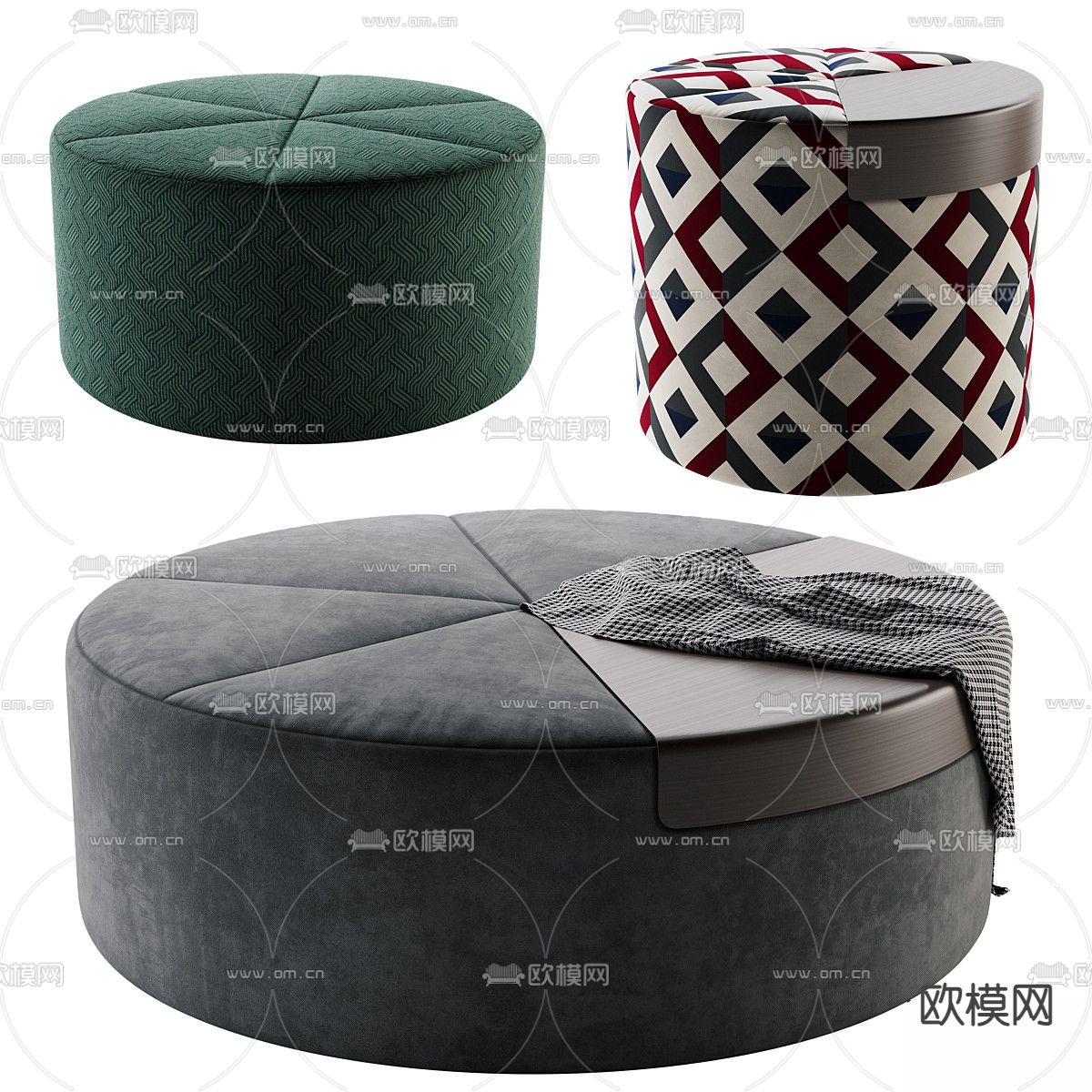 沙发凳 圆凳3d模型下载