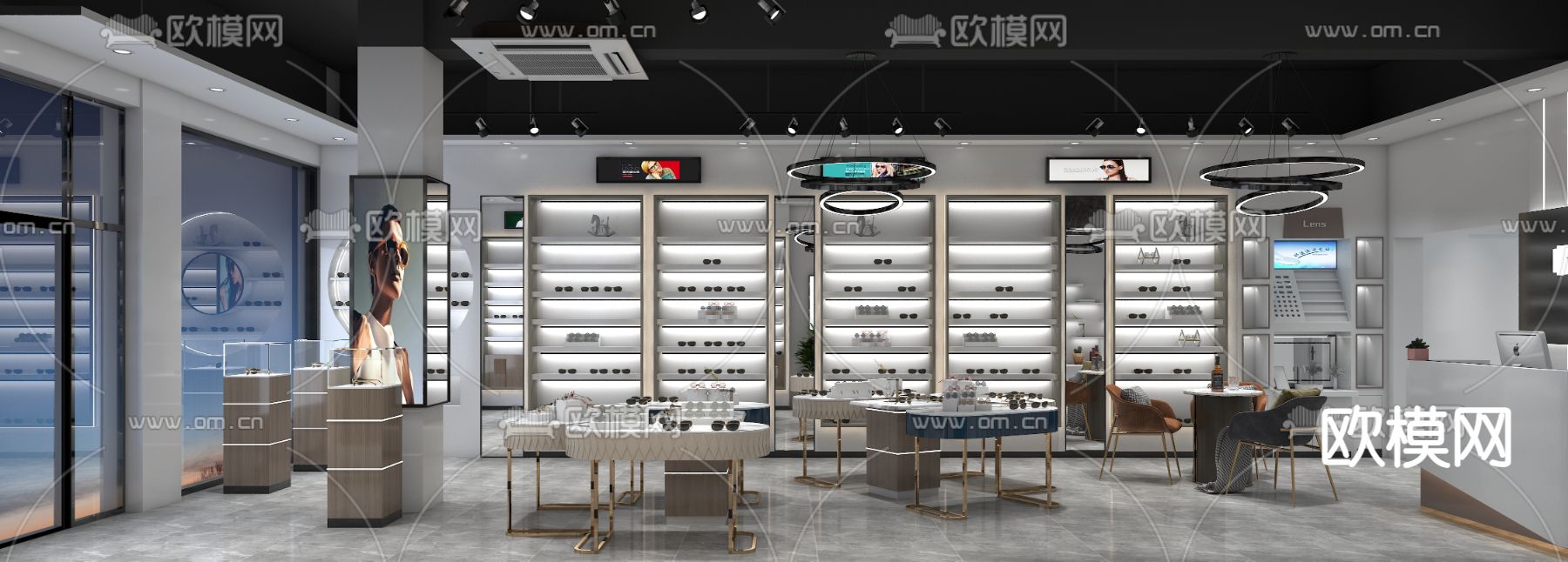 轻奢风眼镜店3d模型下载（渲染图2）