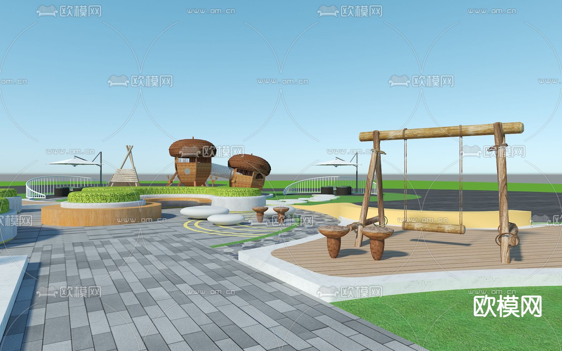 游乐区 游乐设备3d模型下载