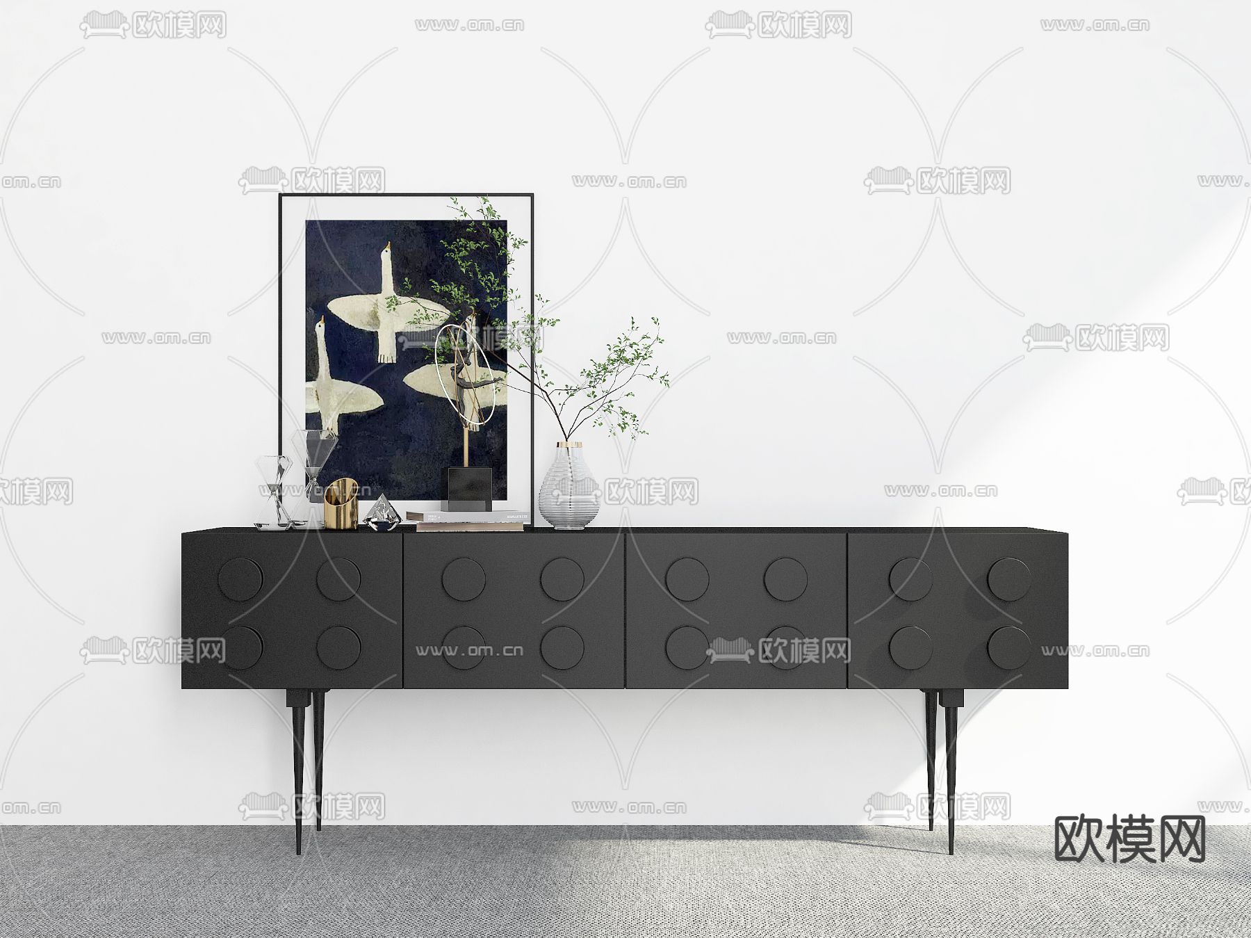 暗黑风玄关柜 端景柜3d模型下载