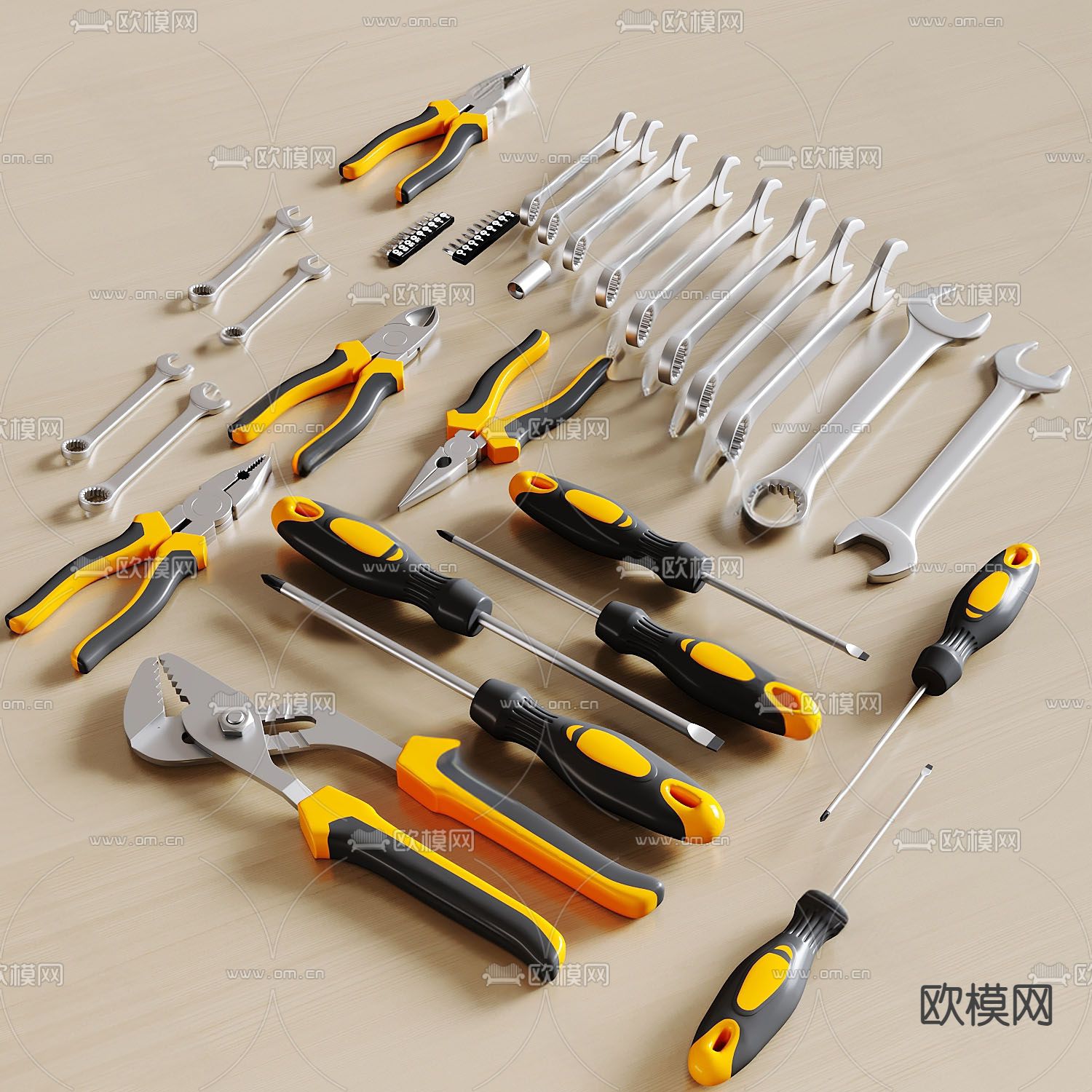 螺丝刀 扳手 弹簧3d模型下载