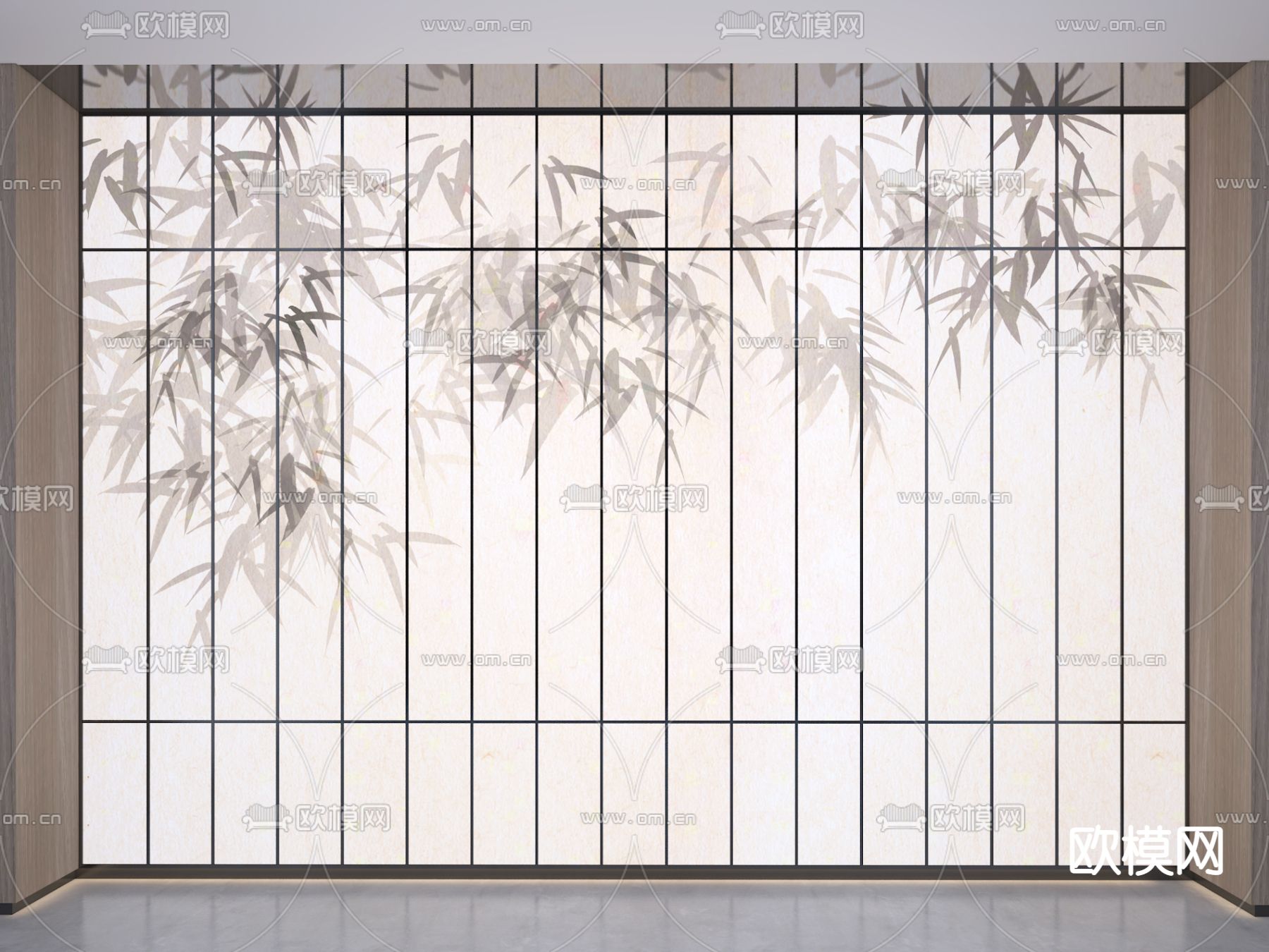 隔断墙 磨砂玻璃隔断3d模型下载