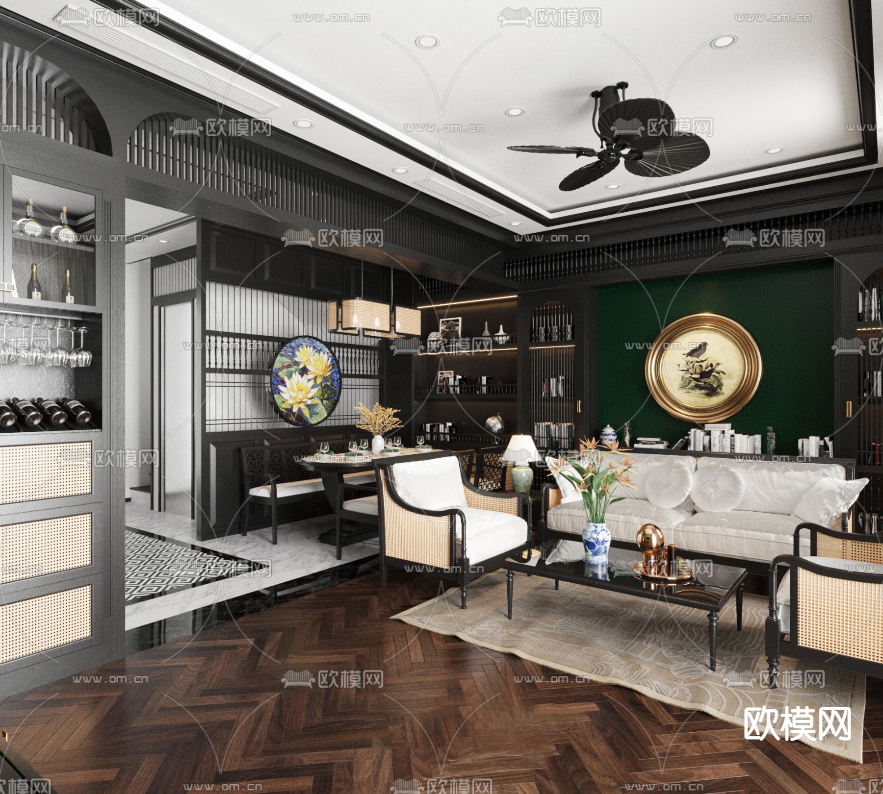 北欧客厅3d模型下载（渲染图1）