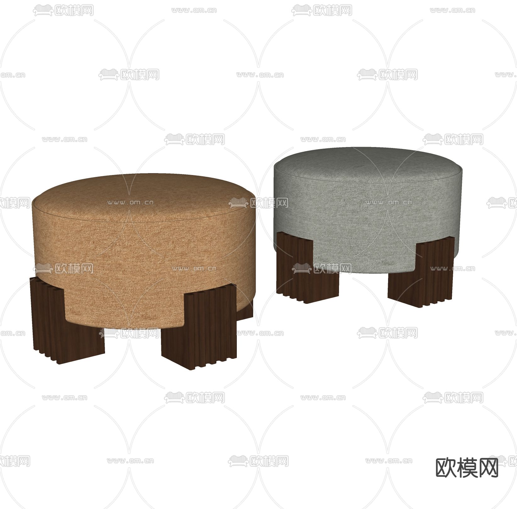 Minotti 圆凳 矮凳su模型下载（渲染图1）